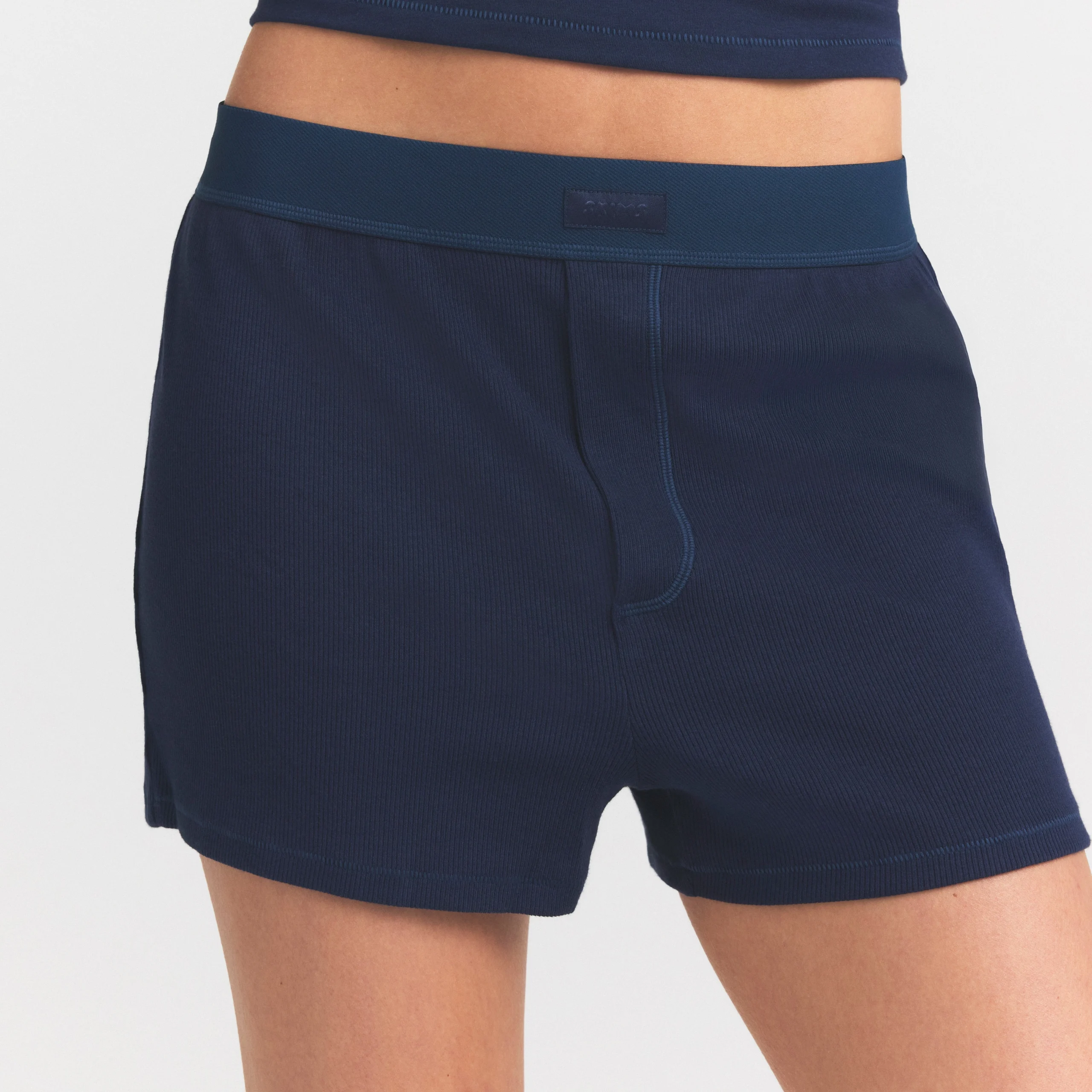 COTTON RIB LOOSE BOXER | NAVY - Image 4
