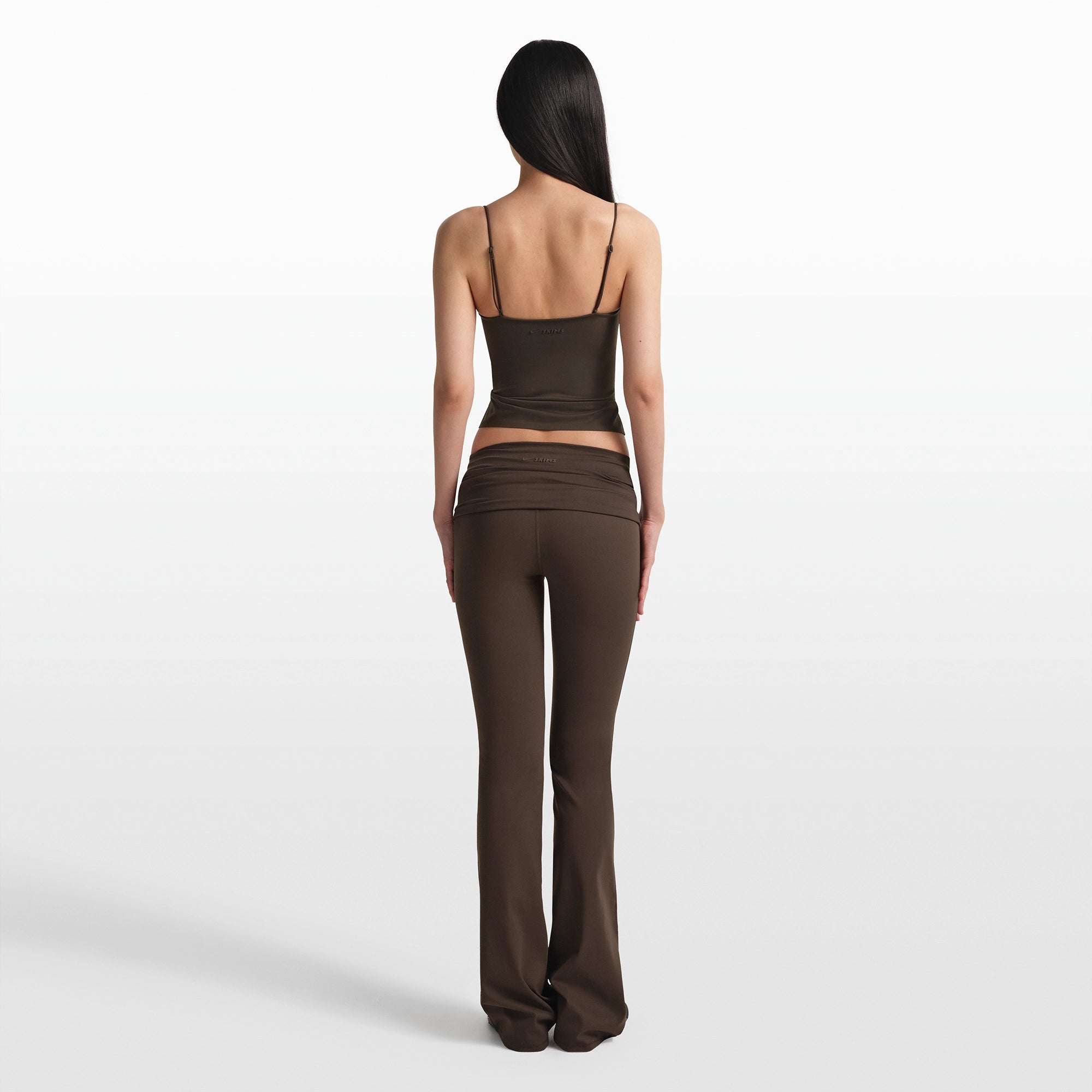 NikeSKIMS MATTE FOLDOVER SLIM FLARE LEGGING | DARK SEPIA - Image 6