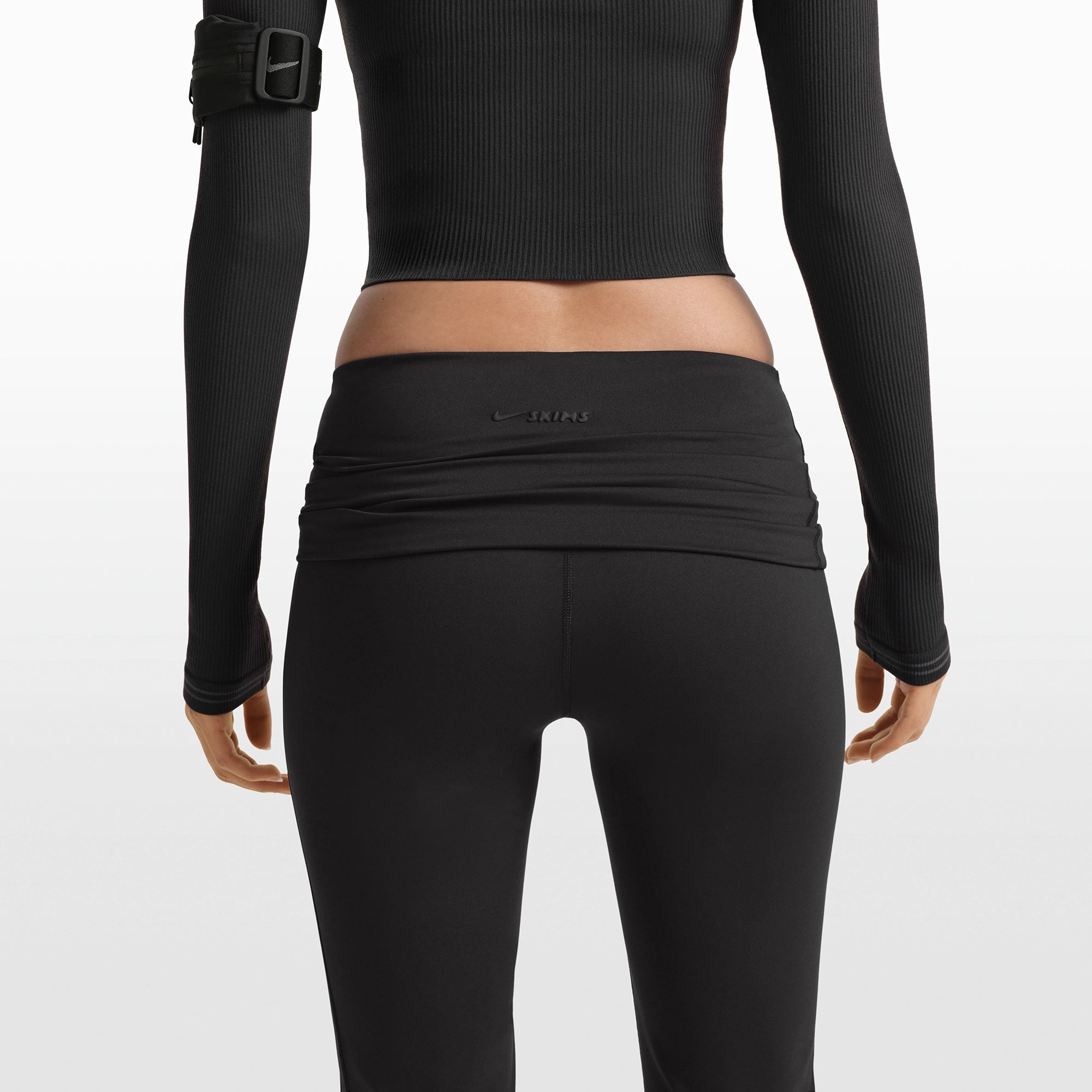 NikeSKIMS MATTE FOLDOVER SLIM FLARE LEGGING | OBSIDIAN - Image 4