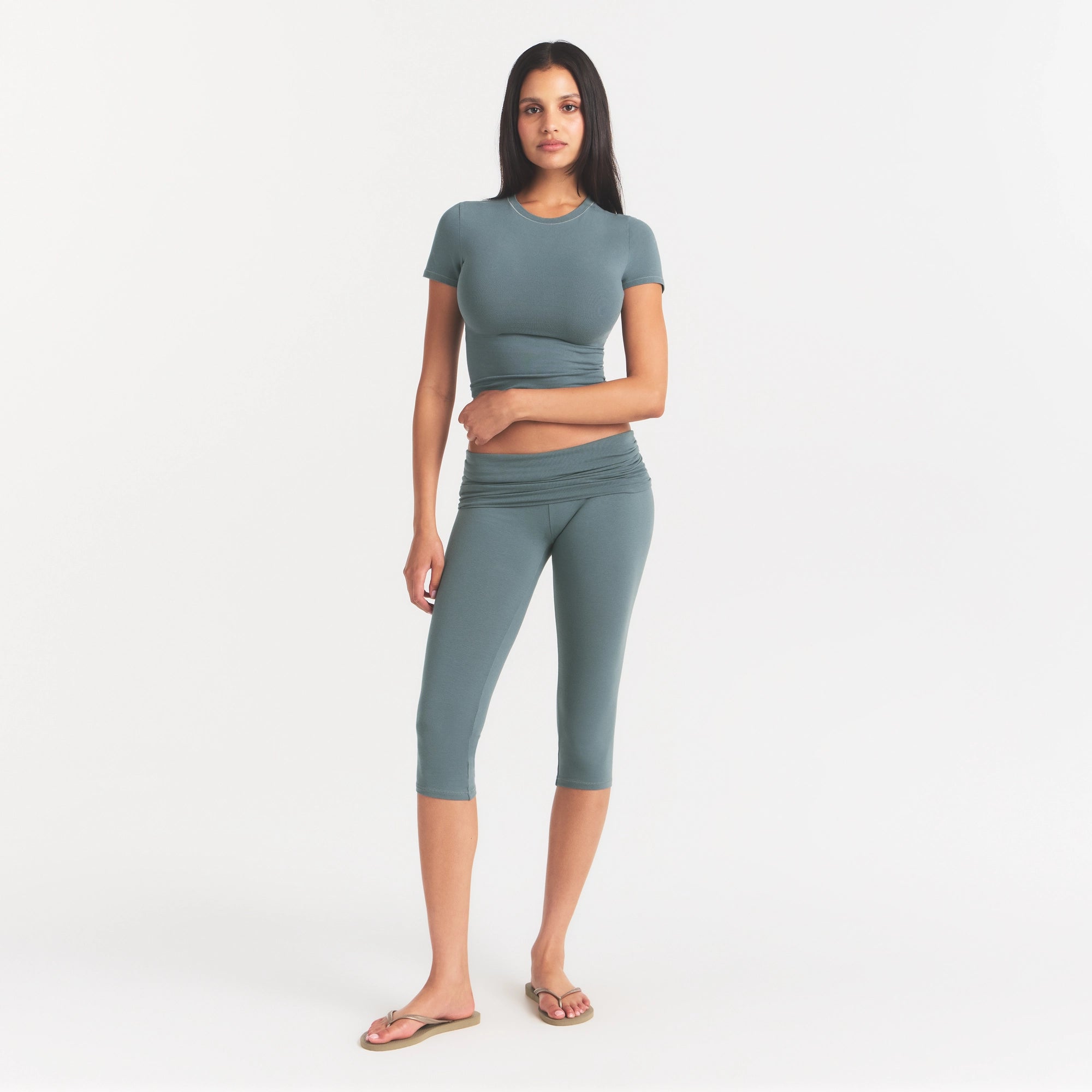 COTTON JERSEY FOLDOVER CAPRI | KYANITE - Image 2