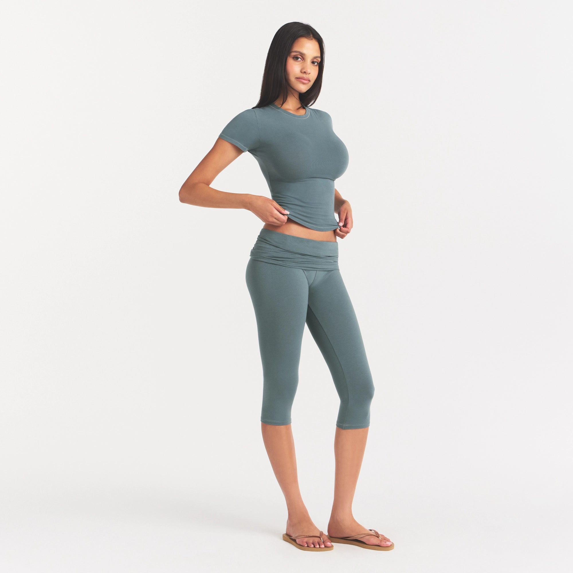 COTTON JERSEY FOLDOVER CAPRI | KYANITE - Image 3