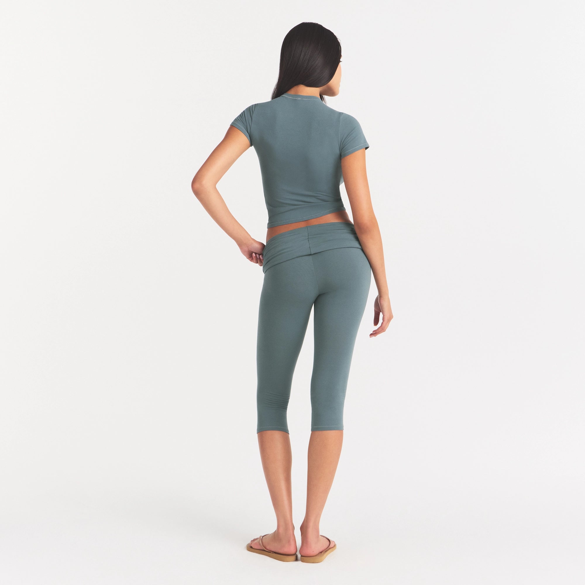 COTTON JERSEY FOLDOVER CAPRI | KYANITE - Image 5