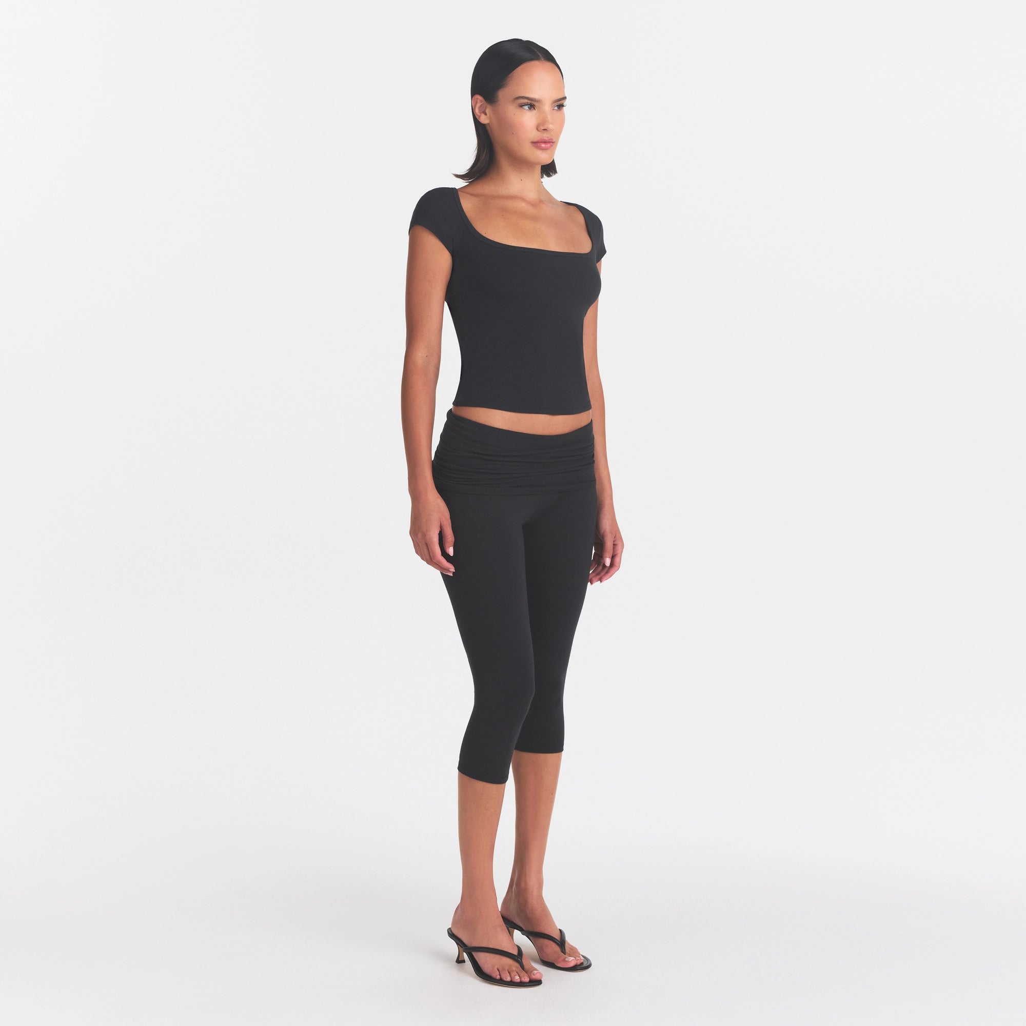 COTTON JERSEY FOLDOVER CAPRI | SOOT - Image 3