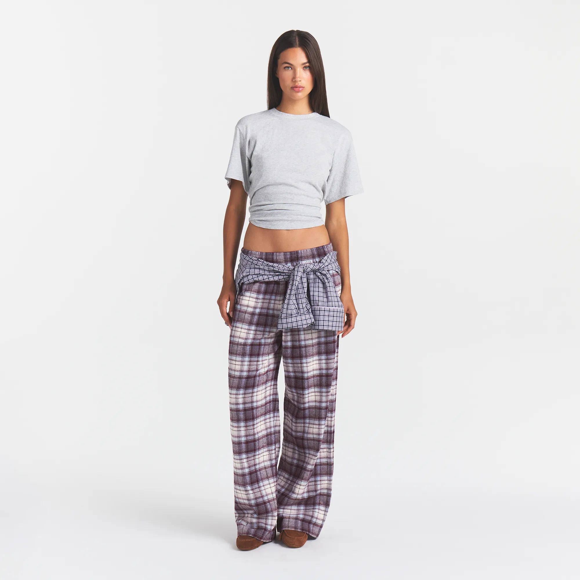 FLANNEL SLEEP OVERSIZED PANT | IRIS MICA PLAID - Image 2