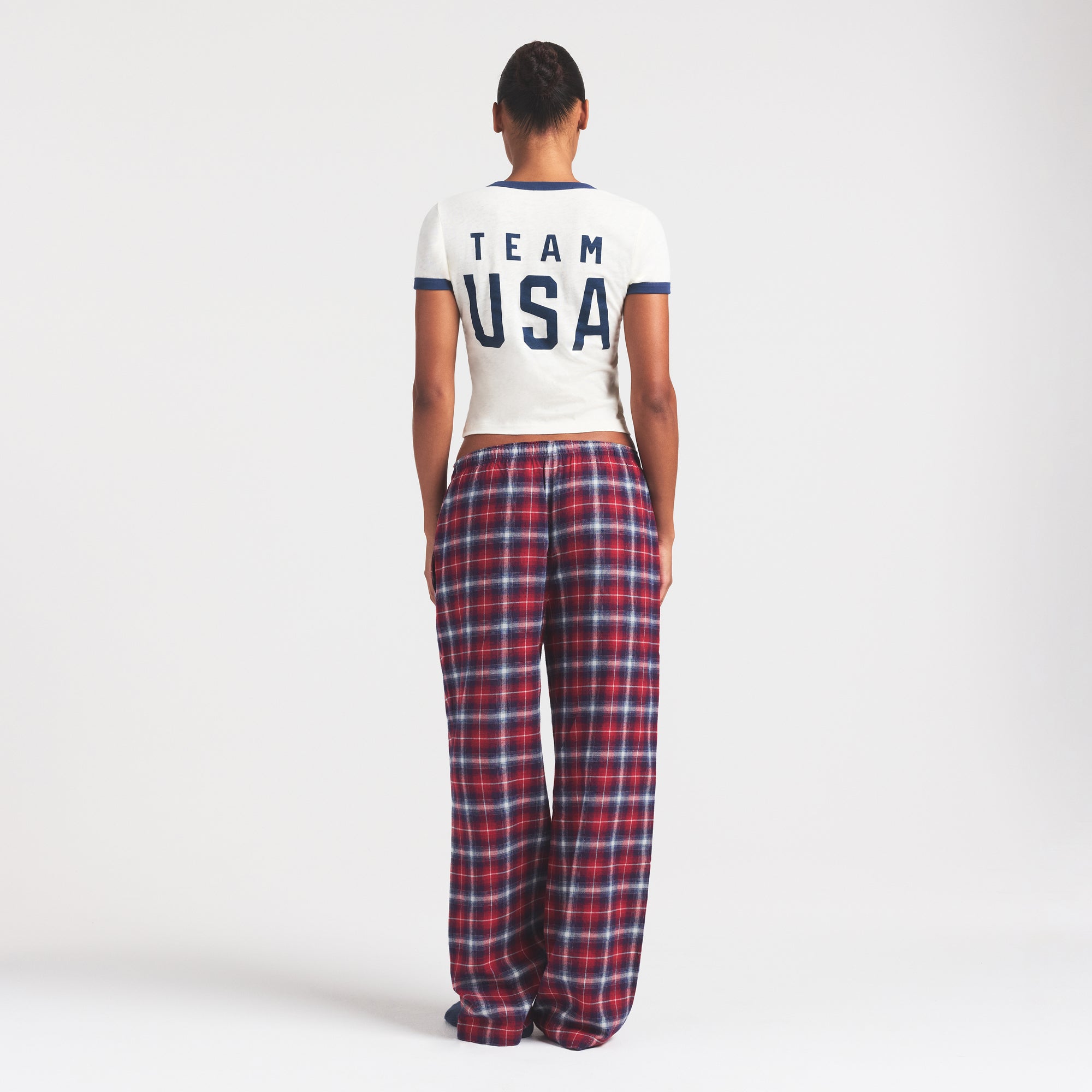 SKIMS FOR TEAM USA FLANNEL SLEEP OLYMPIC PANT | RED PLAID - Image 4