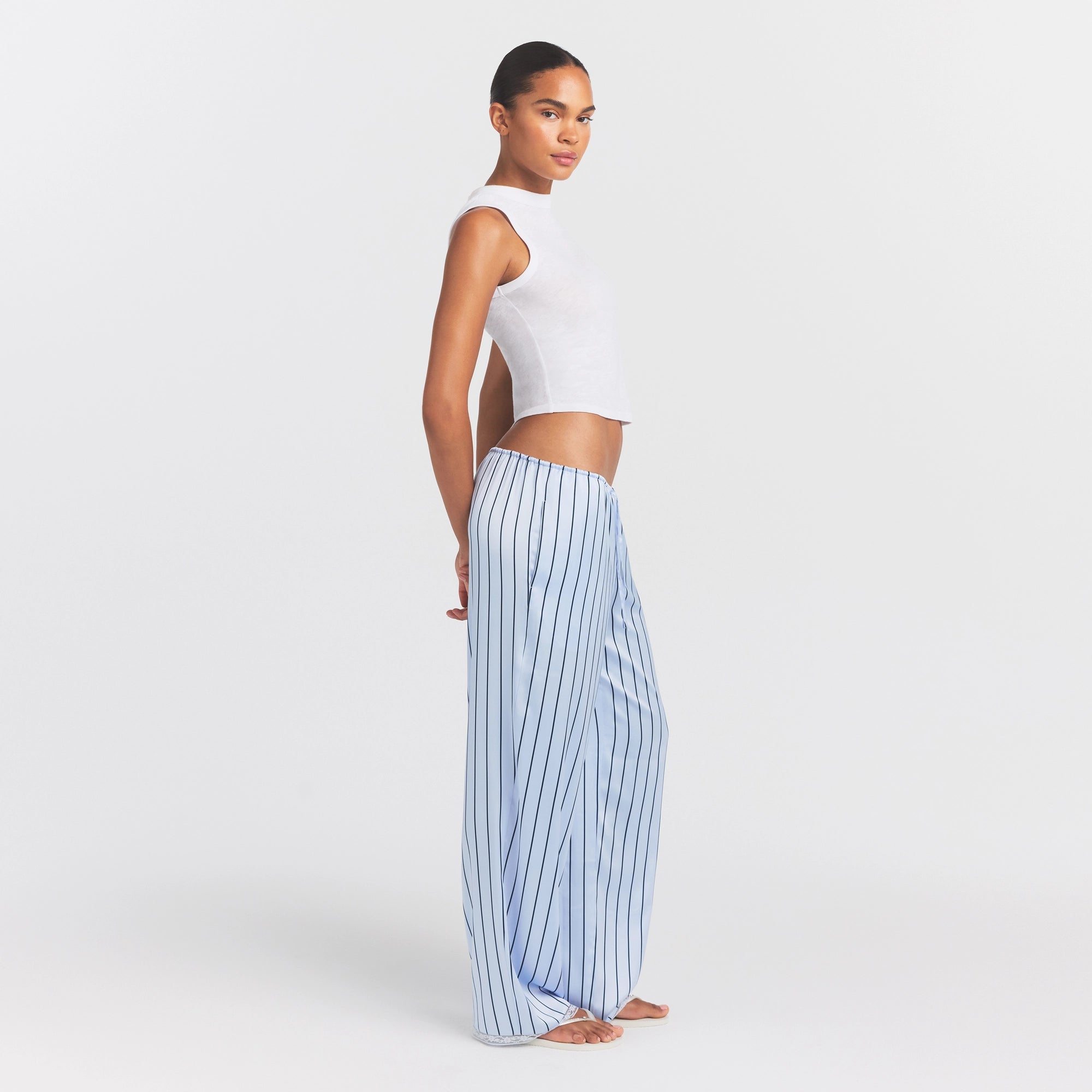 WOVEN SHINE LACE PANT | PERIWINKLE WIDE STRIPE - Image 2