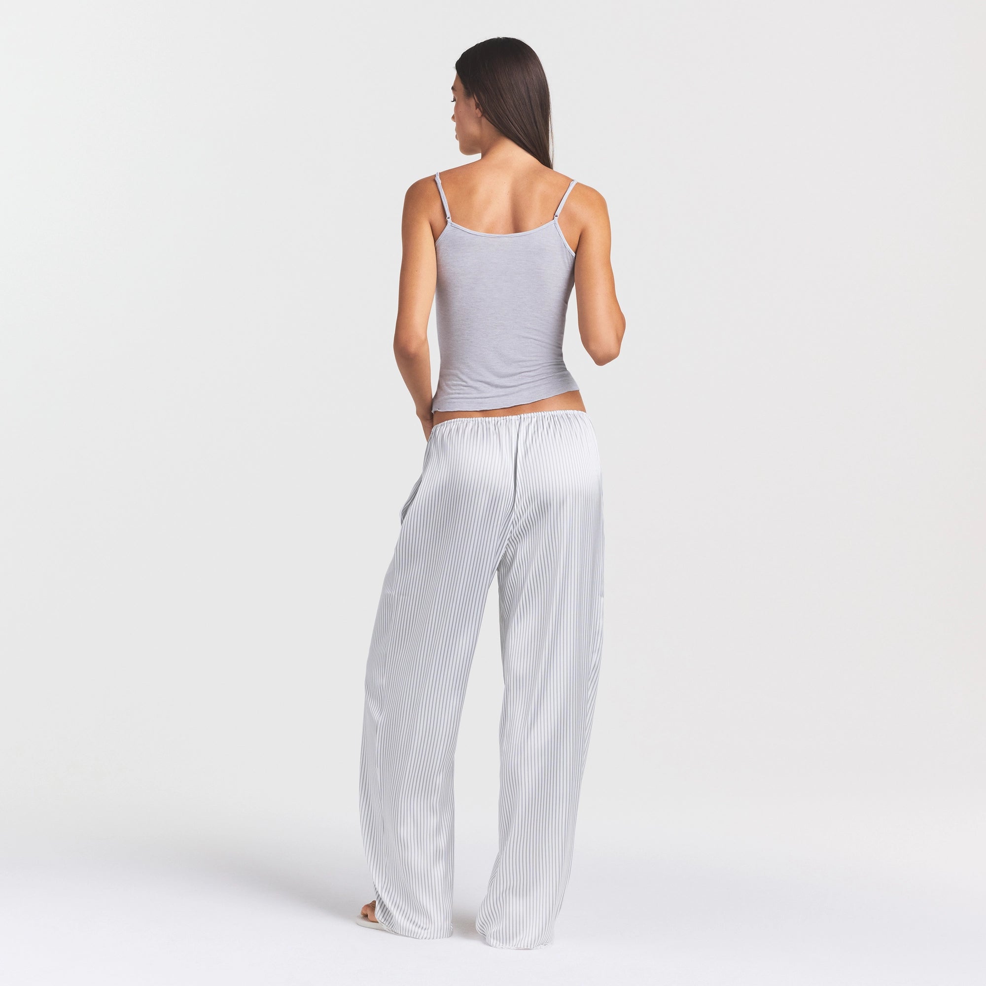 WOVEN SHINE LACE PANT | SILVER TRIPLE PINSTRIPE - Image 4