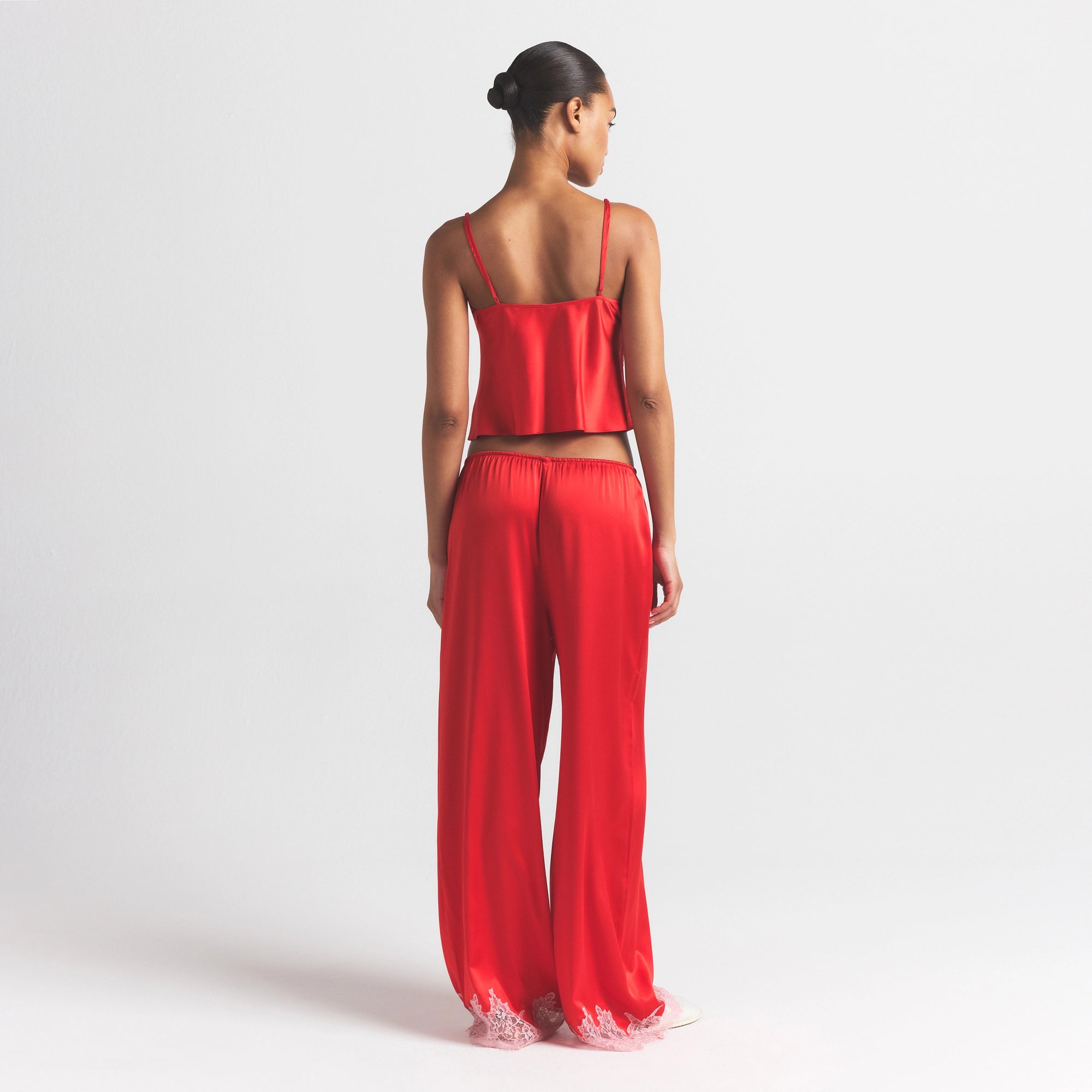 SILK LACE STRAIGHT LEG PANT | RUBY CONTRAST - Image 5
