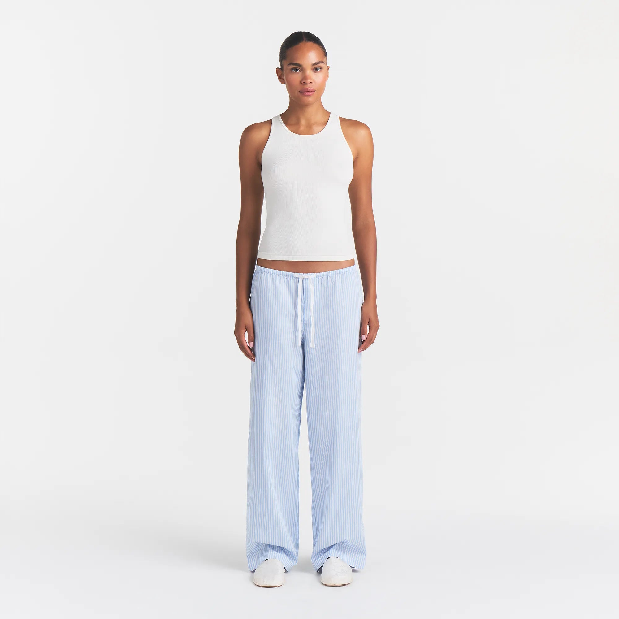 COTTON POPLIN SLEEP OVERSIZED PANT | MARINA MESH STRIPE - Image 2