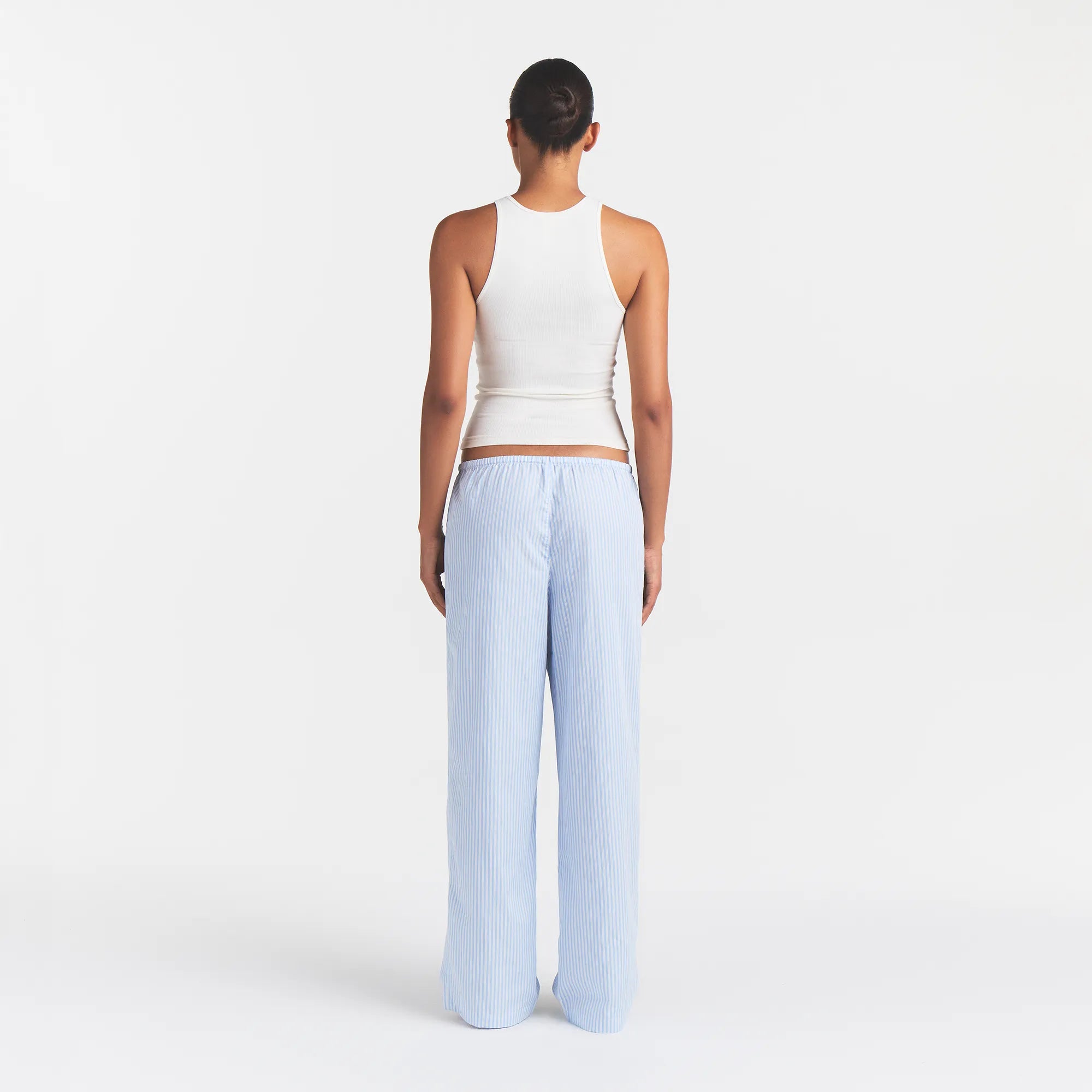 COTTON POPLIN SLEEP OVERSIZED PANT | MARINA MESH STRIPE - Image 4