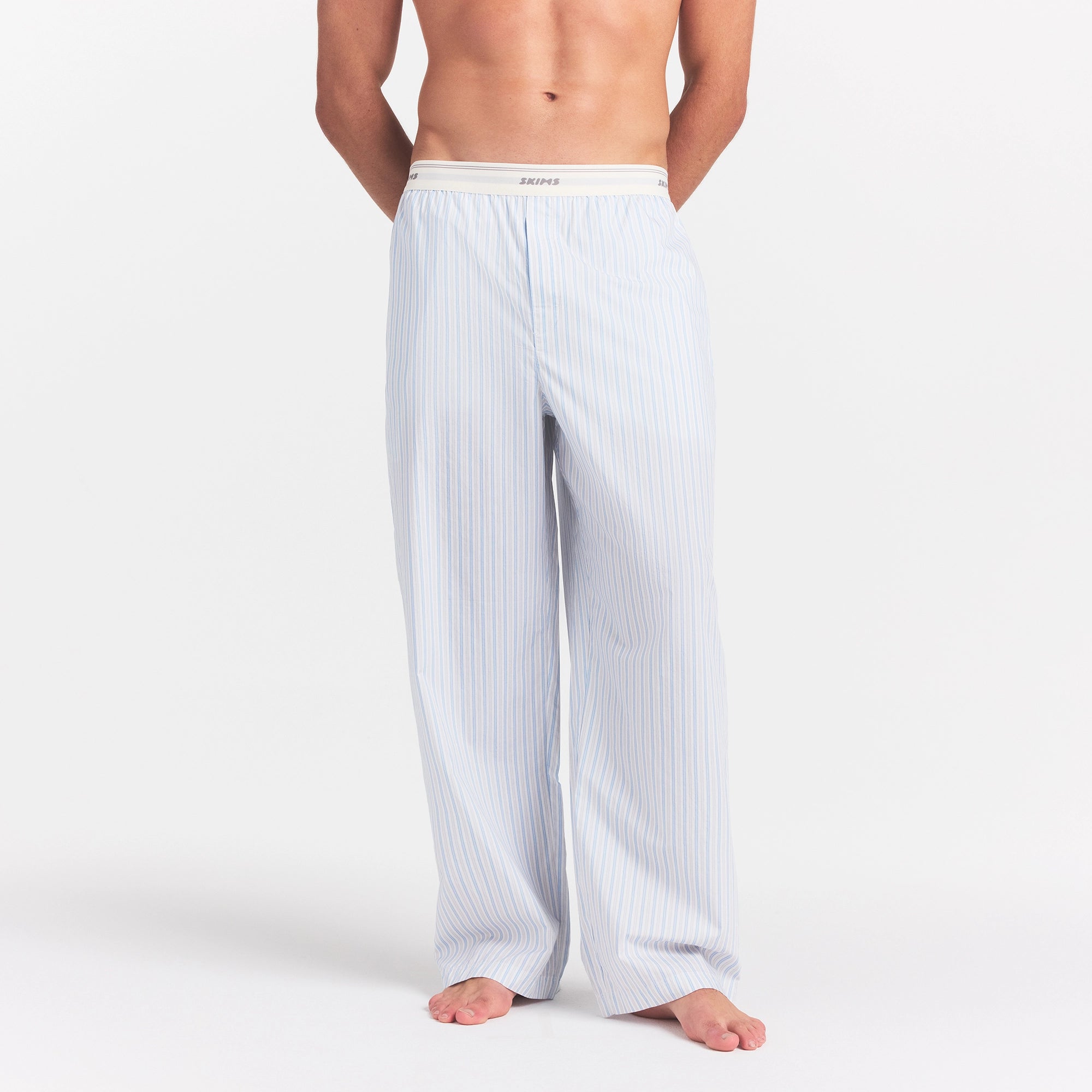 COTTON POPLIN MENS LOGO BAND SLEEP PANT | PLATINUM DOUBLE STRIPE - Image 3