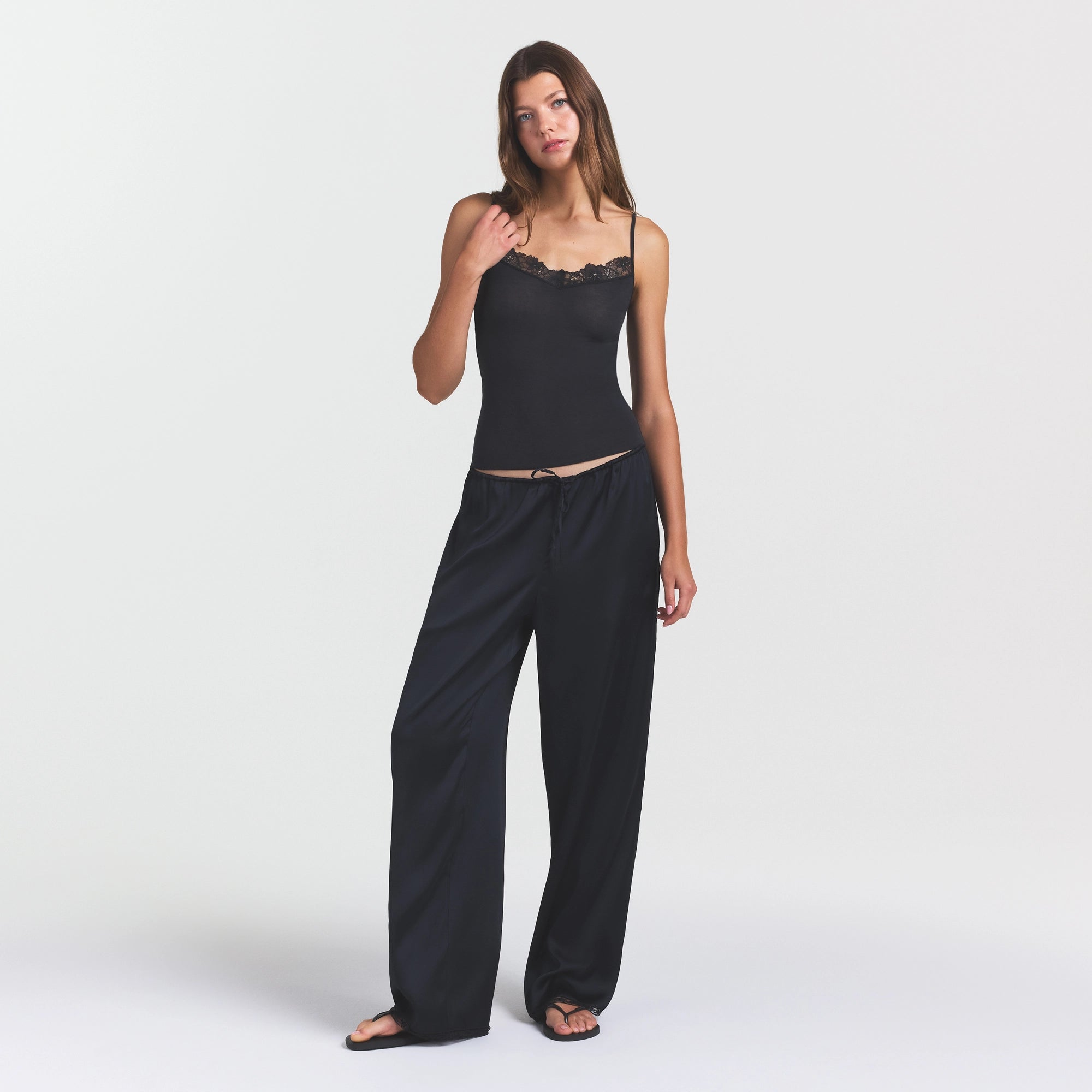 WOVEN SHINE LACE PANT | ONYX - Image 2