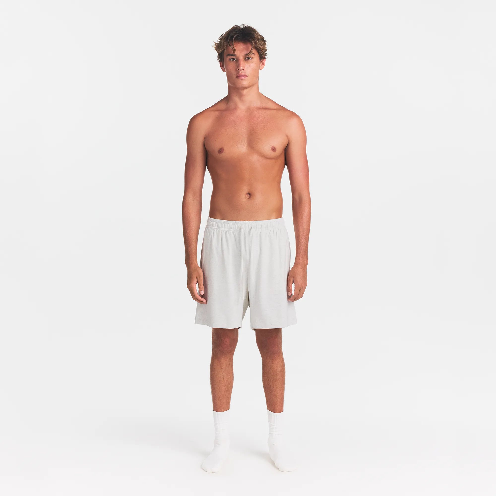 JERSEY LOUNGE MENS RELAXED SHORT | CHALK HEATHER - Image 2