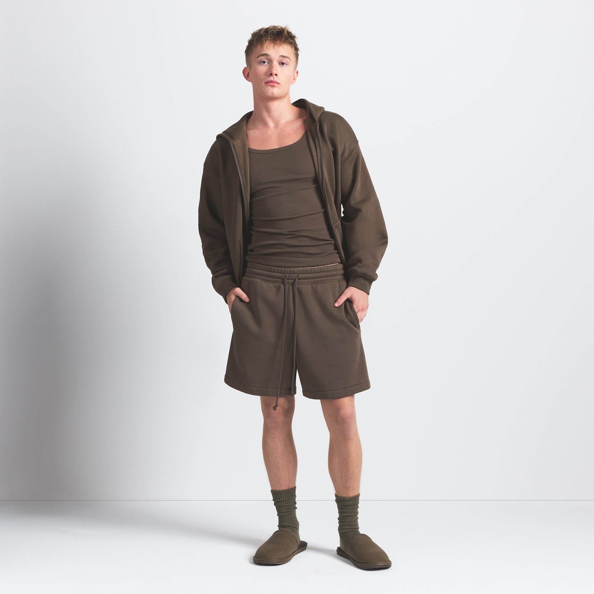 FLEECE LOUNGE MENS RELAXED SHORT | DRIFTWOOD - Image 2