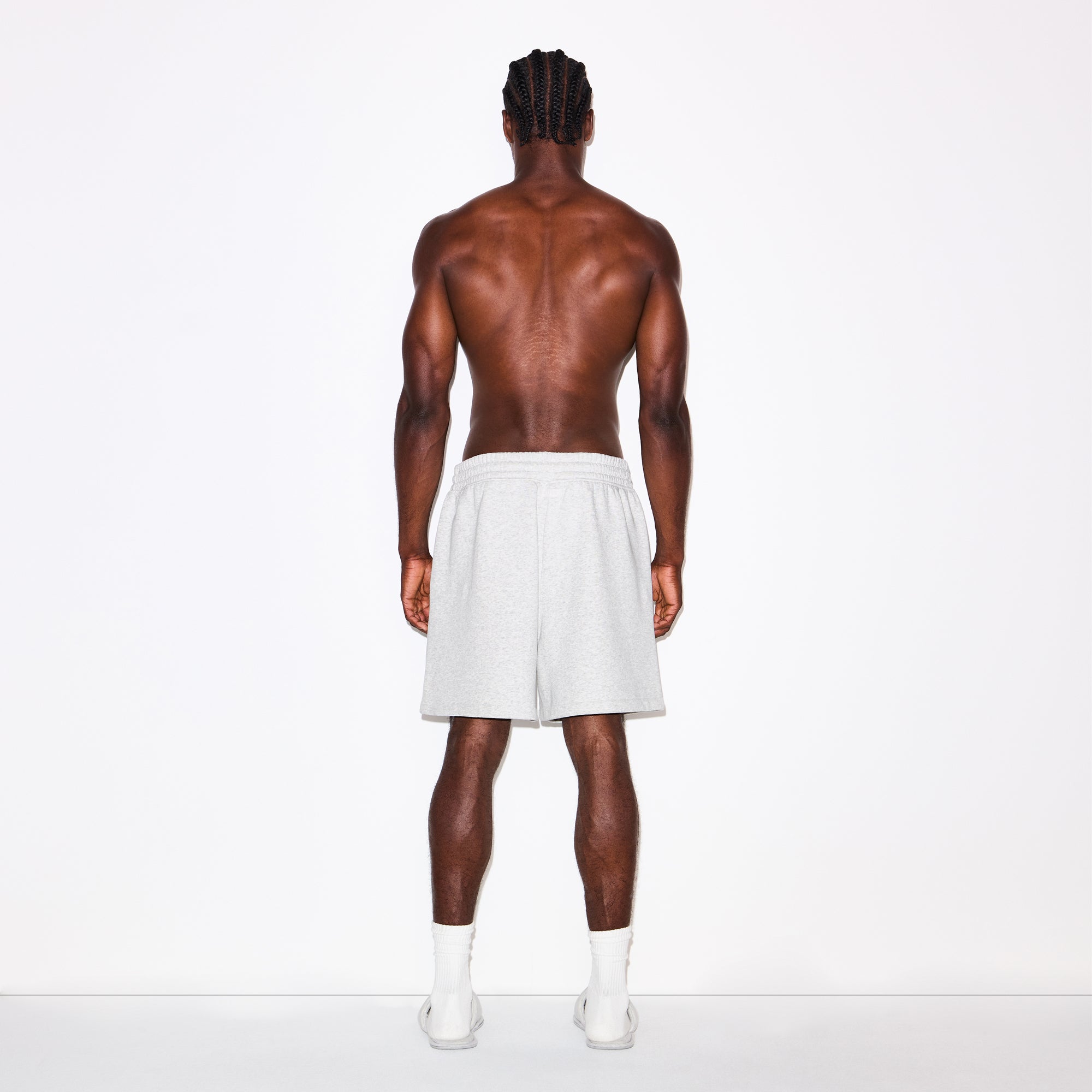 FLEECE LOUNGE MENS RELAXED SHORT | LIGHT HEATHER GREY - Image 6