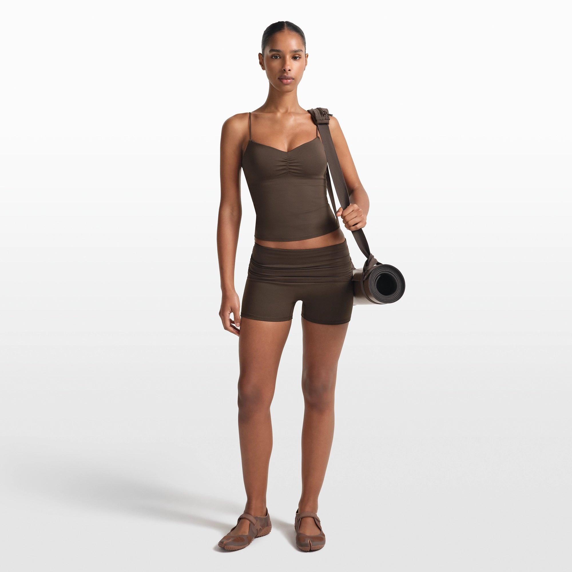 NikeSKIMS MATTE 3 FOLDOVER SHORT | DARK SEPIA - Image 2