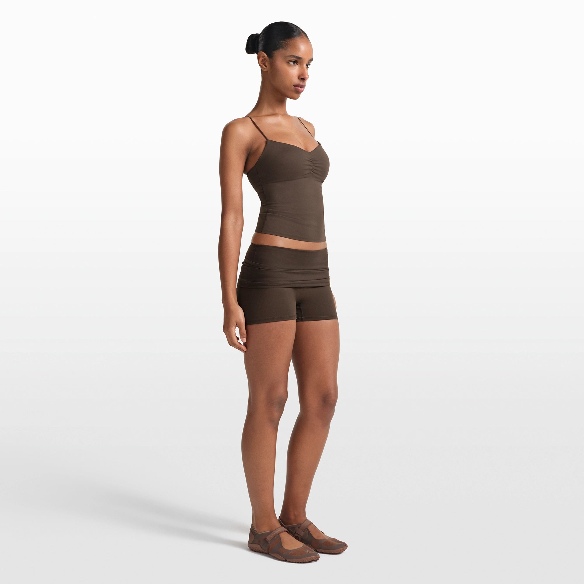 NikeSKIMS MATTE 3 FOLDOVER SHORT | DARK SEPIA - Image 5