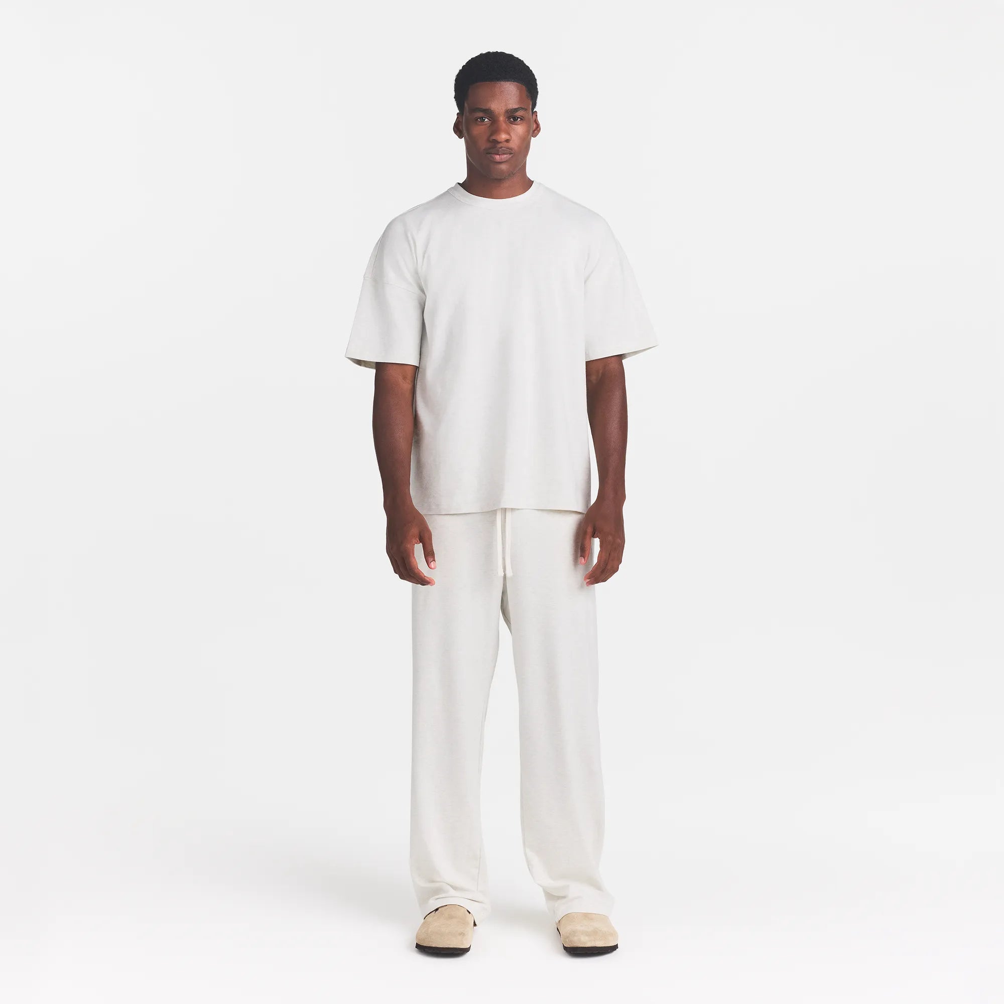 JERSEY LOUNGE MENS RELAXED STRAIGHT LEG PANT | CHALK HEATHER - Image 2