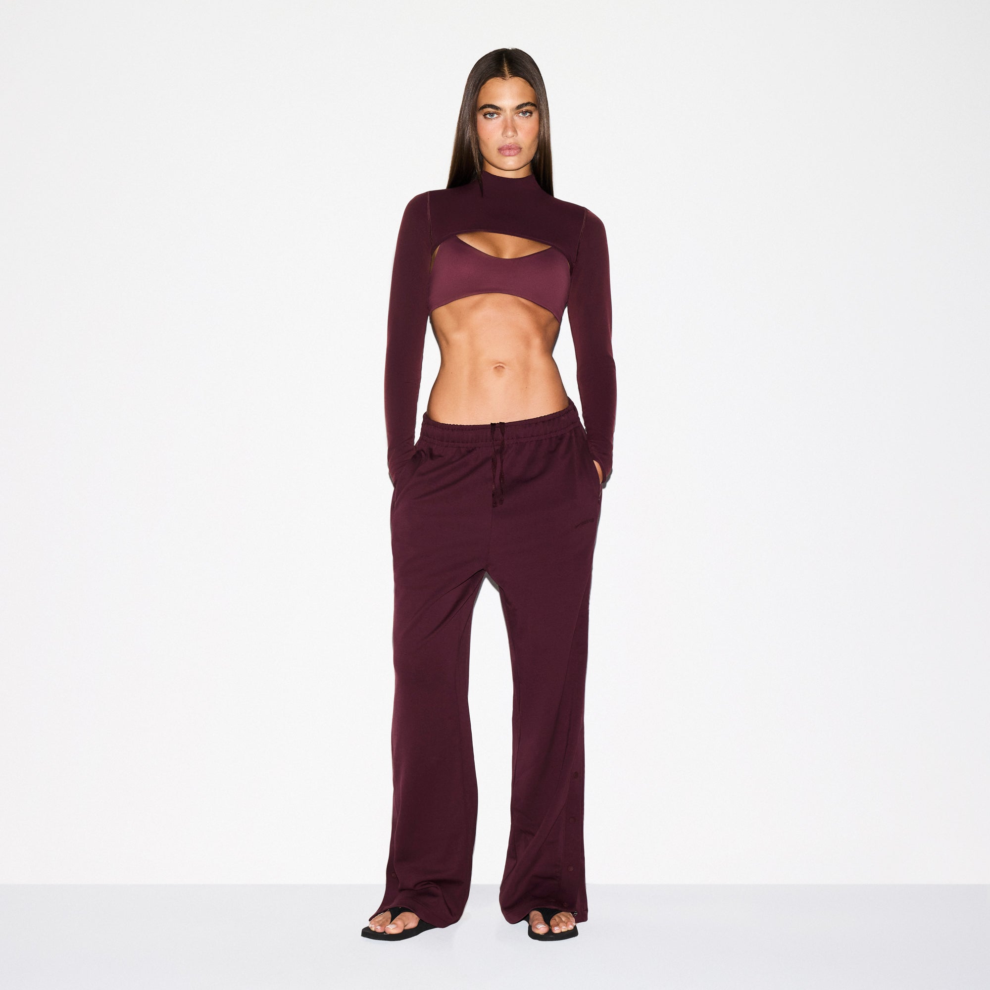 NikeSKIMS MATTE TRICOT SIDE SNAPS PANT | CURRANT - Image 4