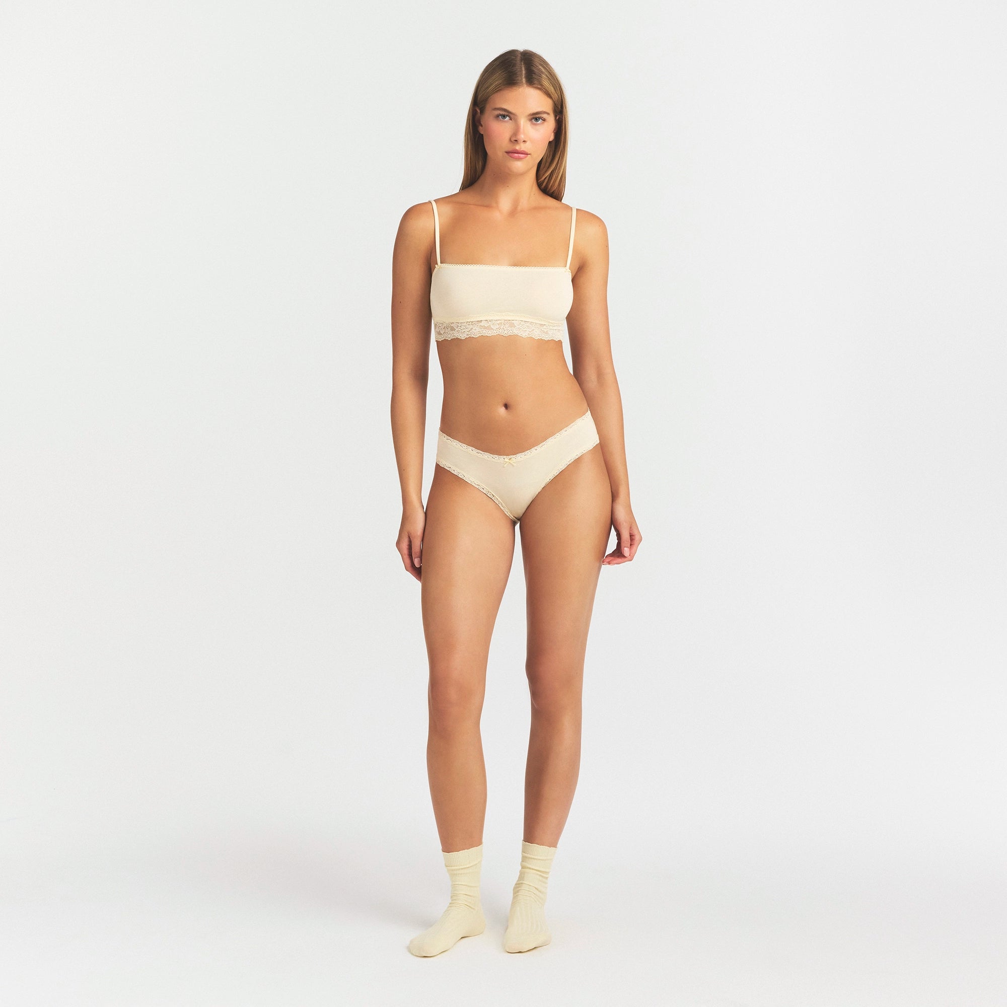 LIGHTWEIGHT COTTON LACE BRIEF | BUTTER TONAL - Image 2
