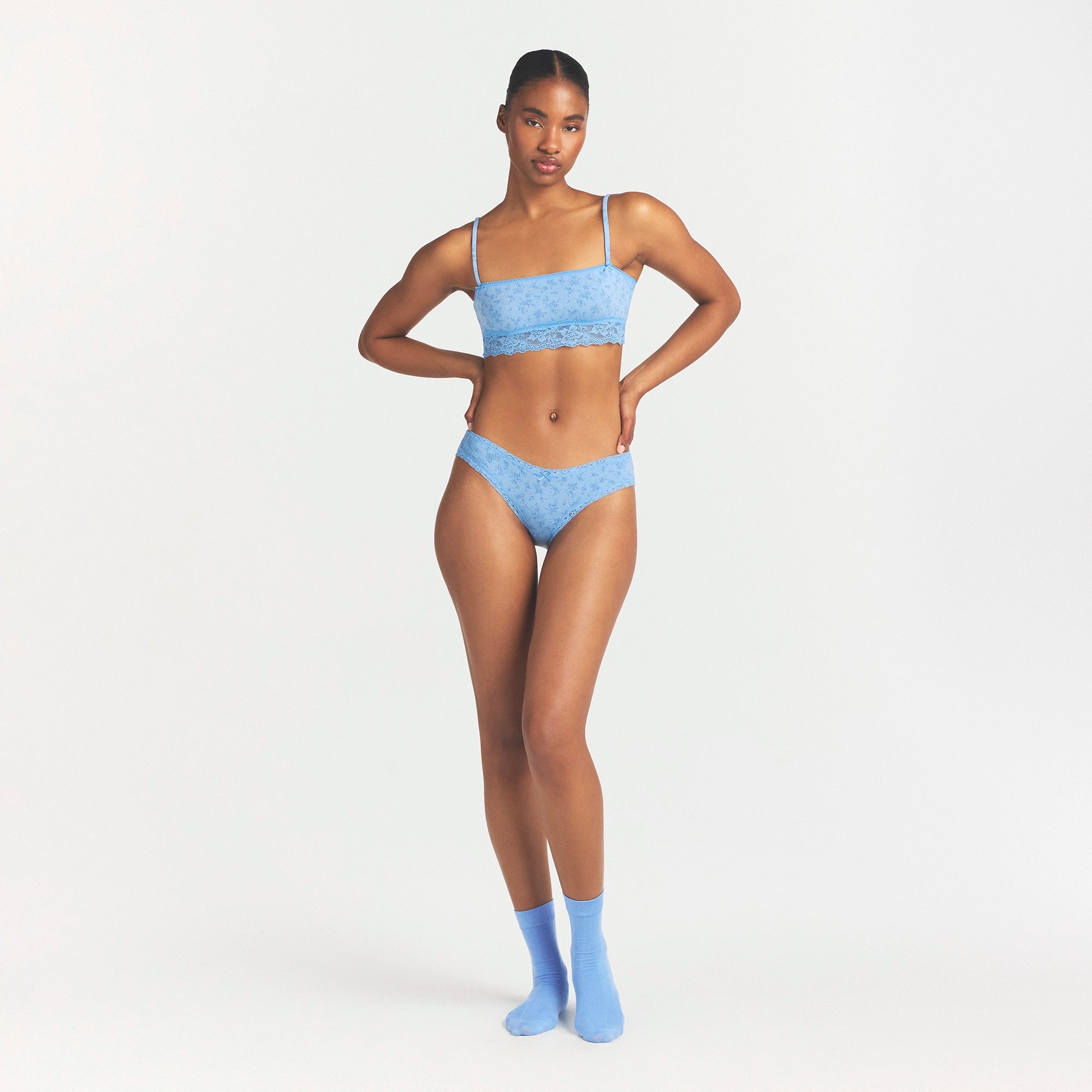 LIGHTWEIGHT COTTON LACE BRIEF | SURF DAINTY FLORAL PRINT - Image 2