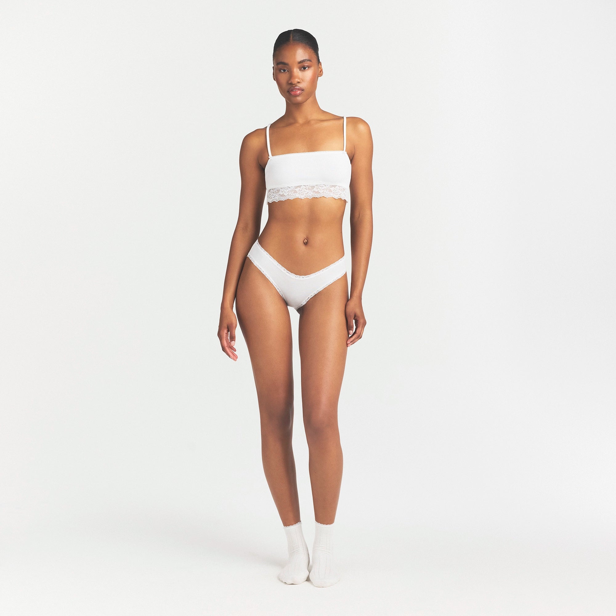 LIGHTWEIGHT COTTON LACE BRIEF | SNOW - Image 2