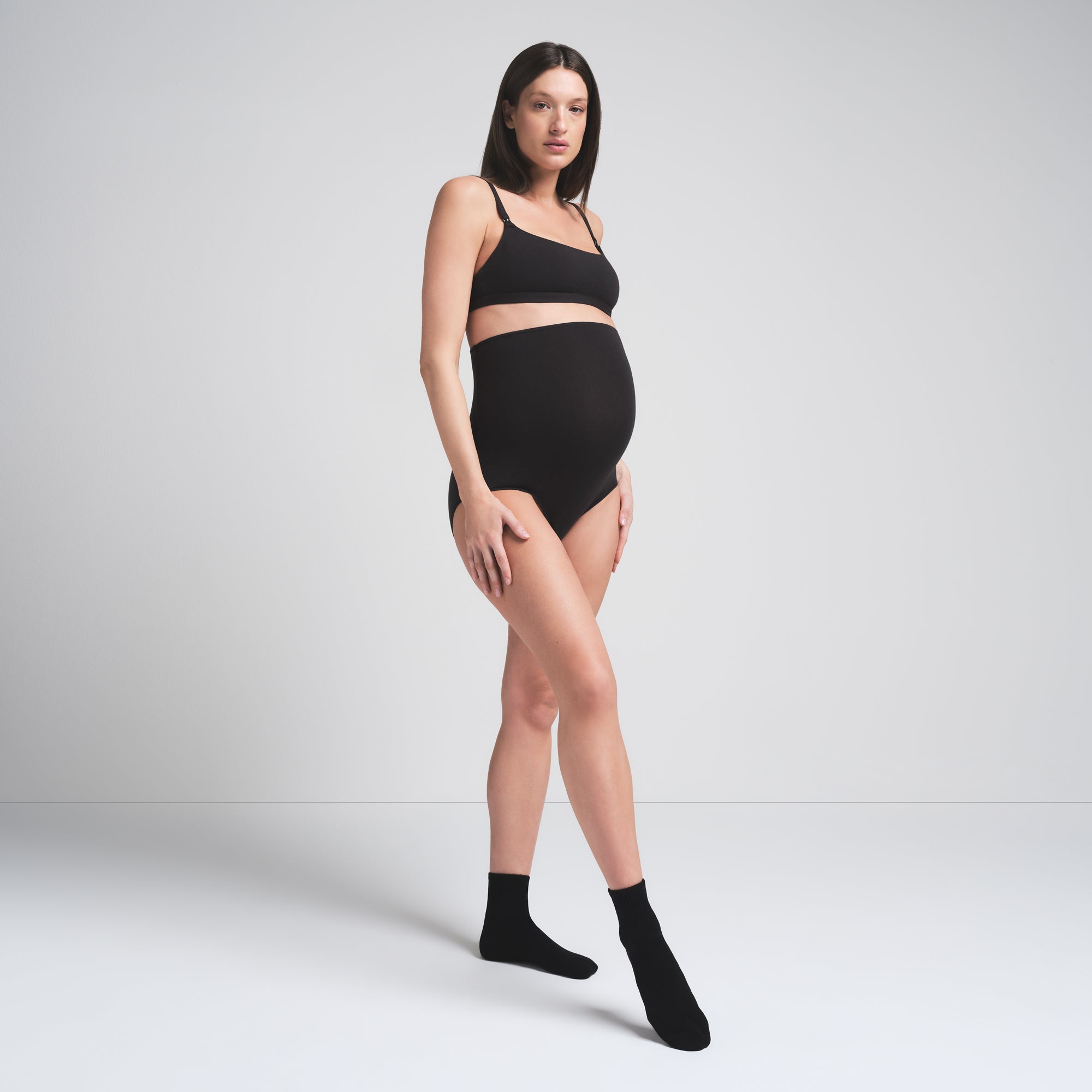 COTTON JERSEY MATERNITY HIGH-WAISTED BRIEF | SOOT - Image 4