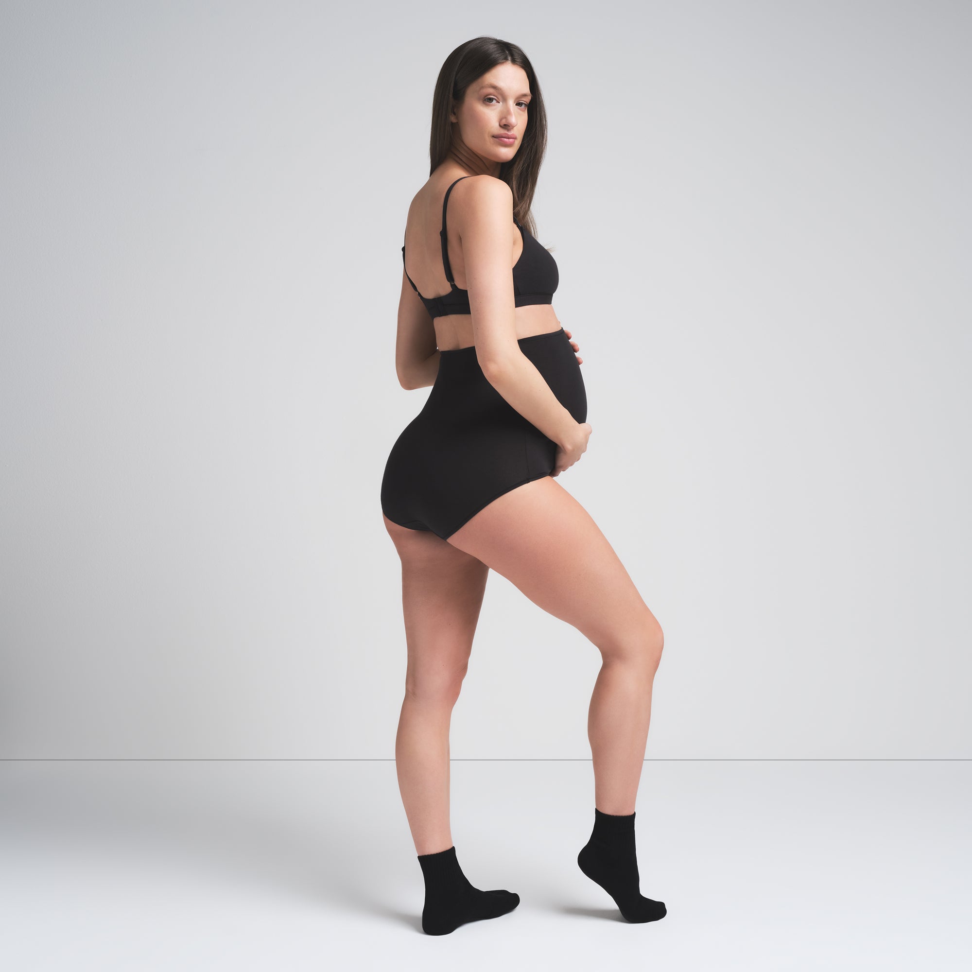 COTTON JERSEY MATERNITY HIGH-WAISTED BRIEF | SOOT - Image 2