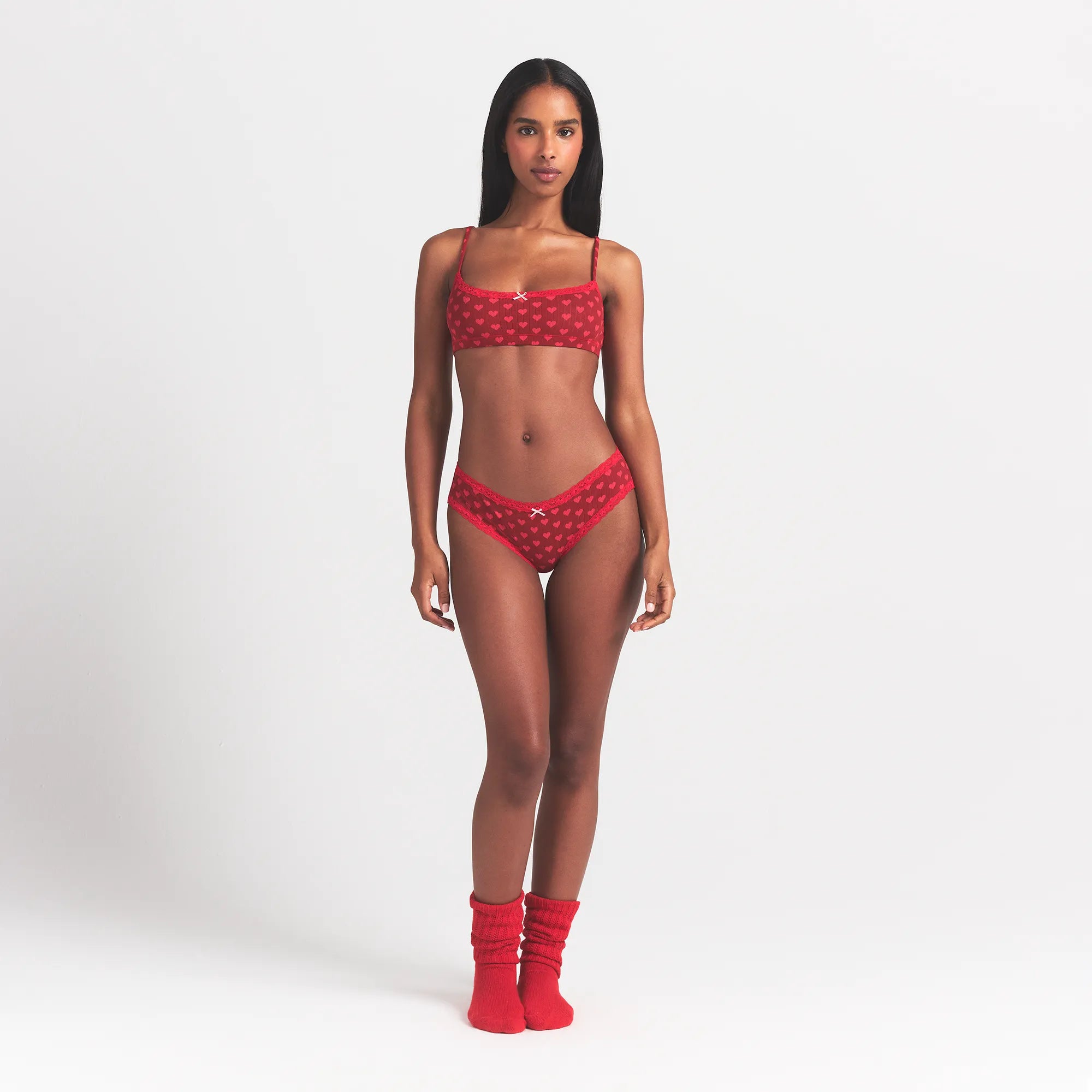 LIGHTWEIGHT COTTON POINTELLE LACE BRIEF | BRICK HEART HALFDROP - Image 2