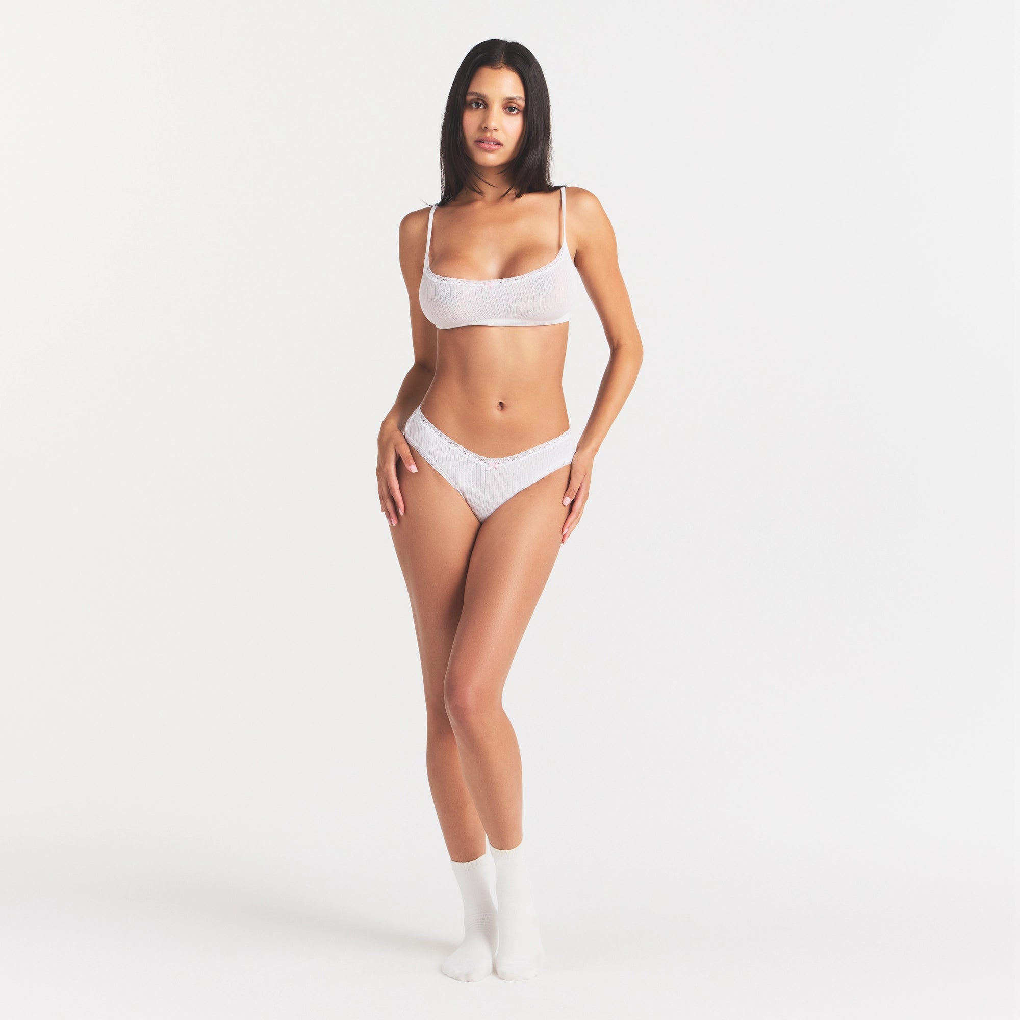 LIGHTWEIGHT COTTON POINTELLE LACE BRIEF | SNOW PEONY PIN DOT - Image 2