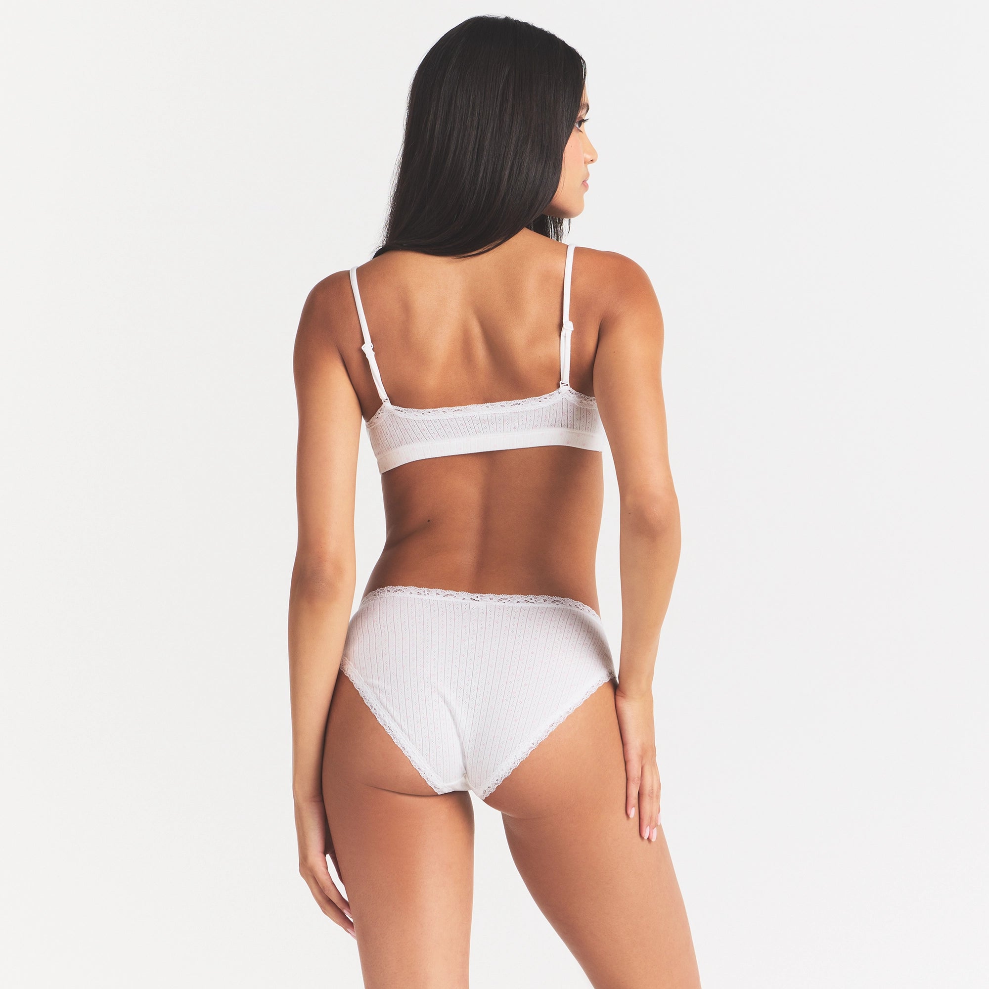 LIGHTWEIGHT COTTON POINTELLE LACE BRIEF | SNOW PEONY PIN DOT - Image 3