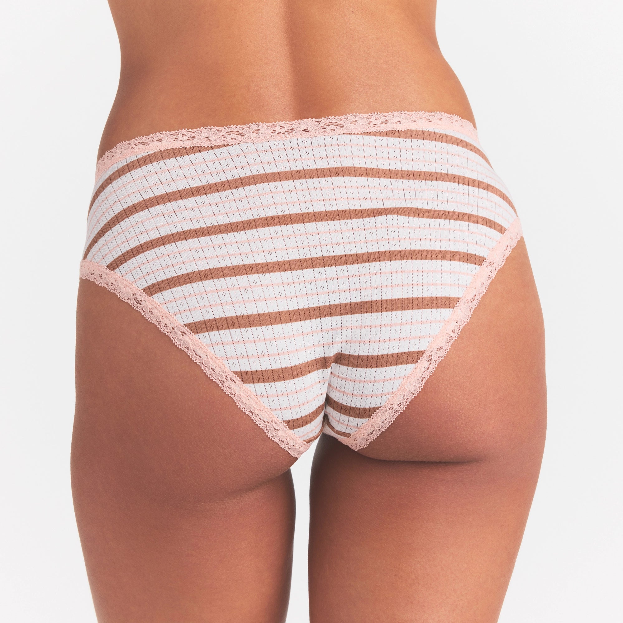 LIGHTWEIGHT COTTON POINTELLE LACE BRIEF | VILLA EGRET RUNWAY STRIPE - Image 4