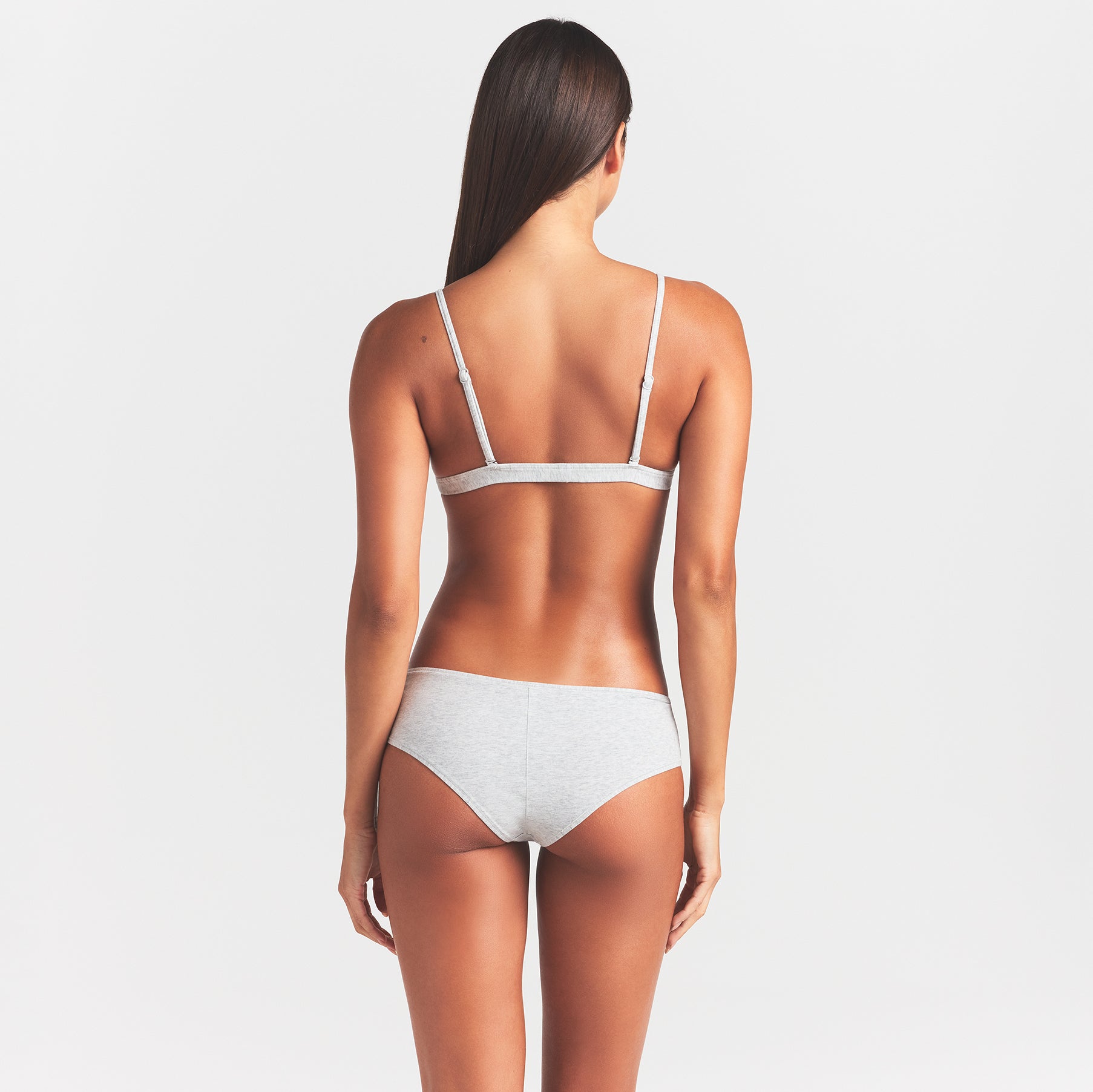EVERYDAY COTTON TRIANGLE BRALETTE | LIGHT HEATHER GREY - Image 4