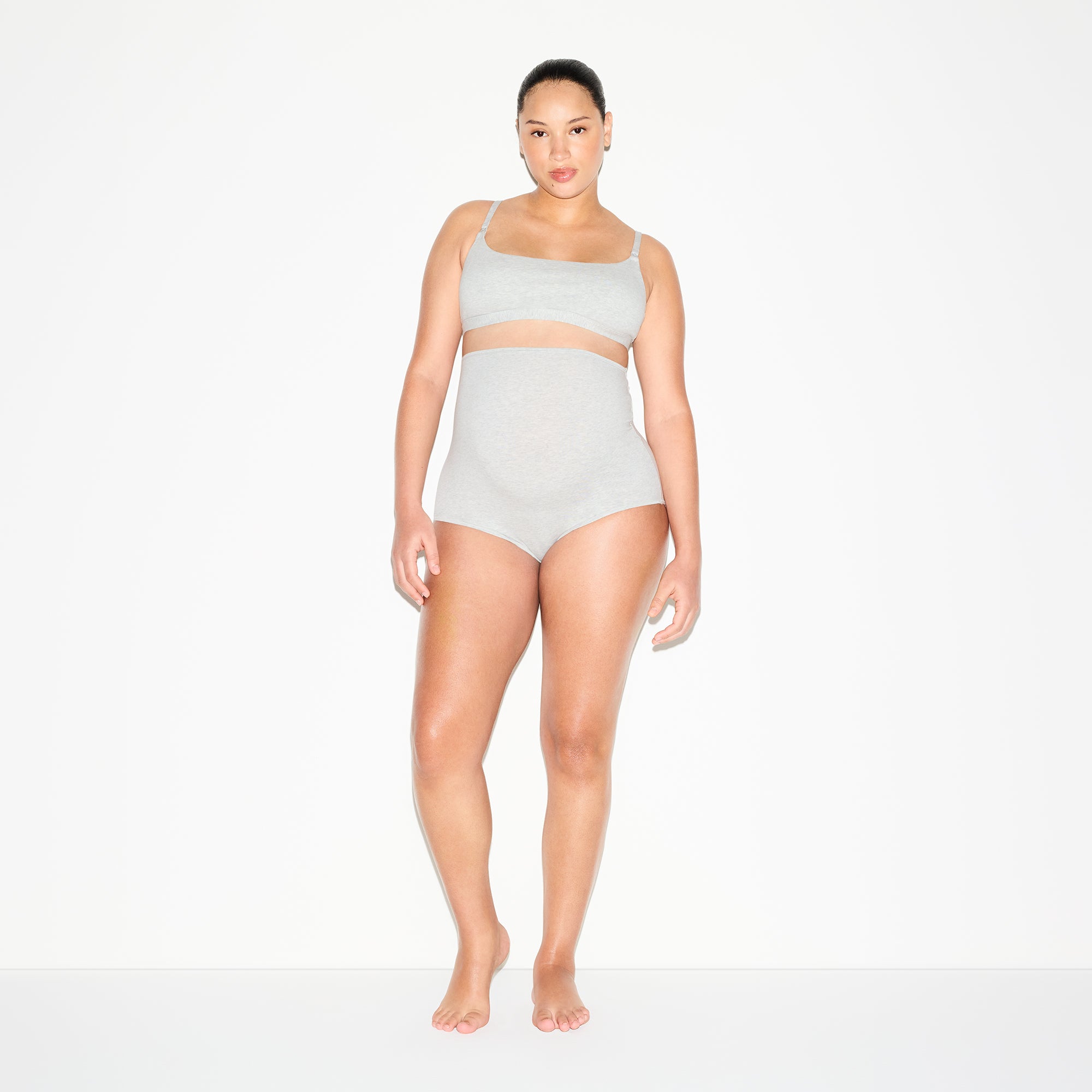 COTTON JERSEY MATERNITY NURSING SCOOP BRALETTE 2-PACK | LIGHT HEATHER GREY - Image 6