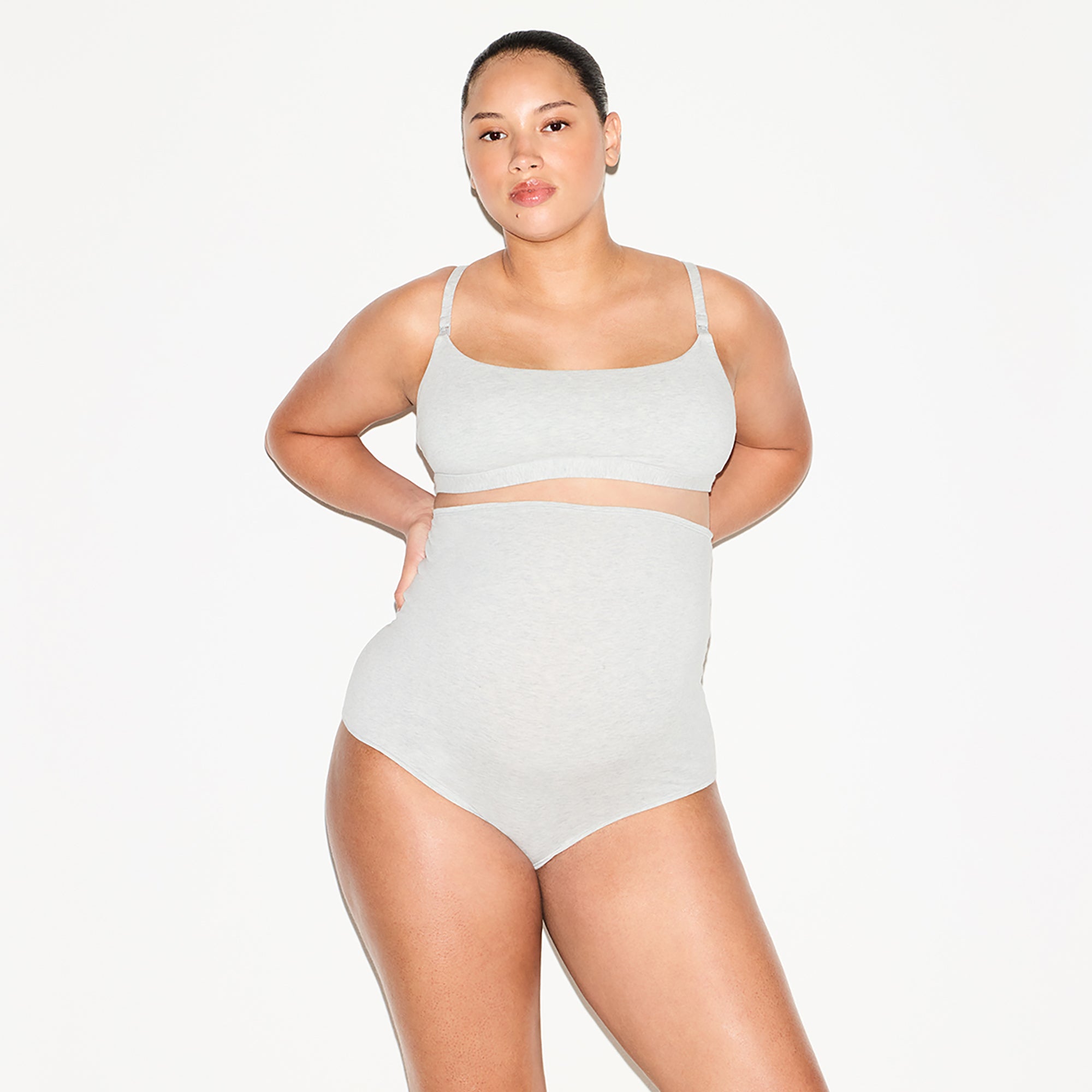 COTTON JERSEY MATERNITY NURSING SCOOP BRALETTE 2-PACK | LIGHT HEATHER GREY - Image 4
