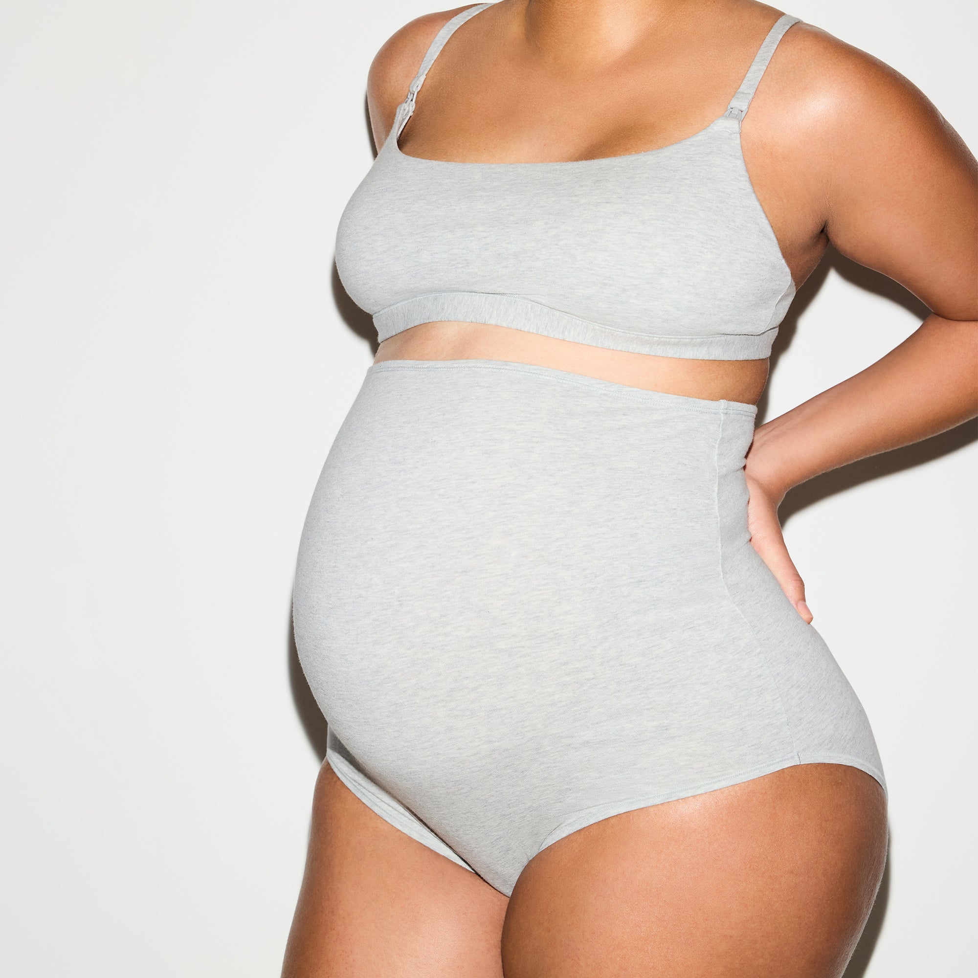COTTON JERSEY MATERNITY NURSING SCOOP BRALETTE 2-PACK | LIGHT HEATHER GREY - Image 5