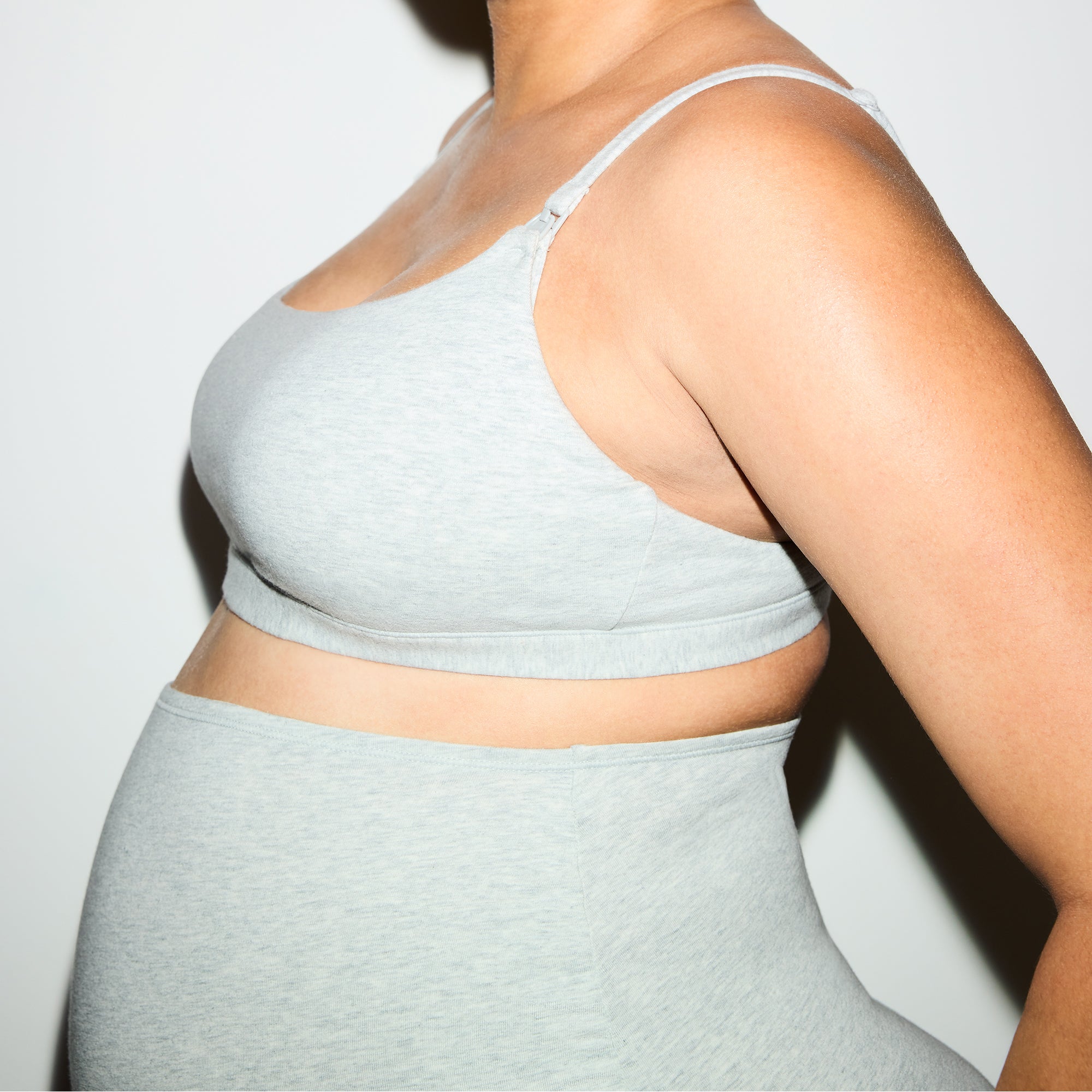 COTTON JERSEY MATERNITY NURSING SCOOP BRALETTE 2-PACK | LIGHT HEATHER GREY - Image 3