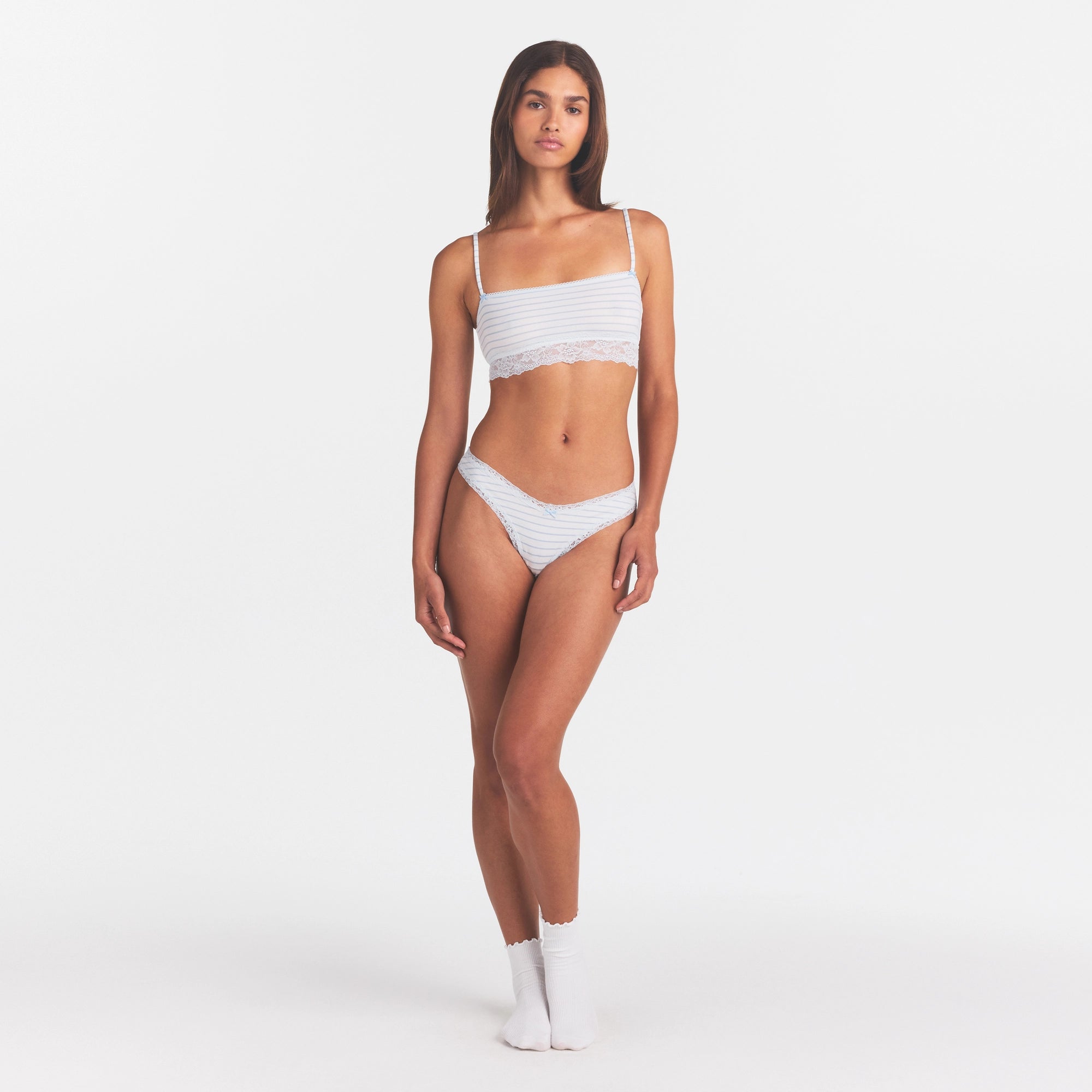 LIGHTWEIGHT COTTON STRAIGHT NECK BRALETTE | AIRSPACE LAGUNA STRIPE - Image 2