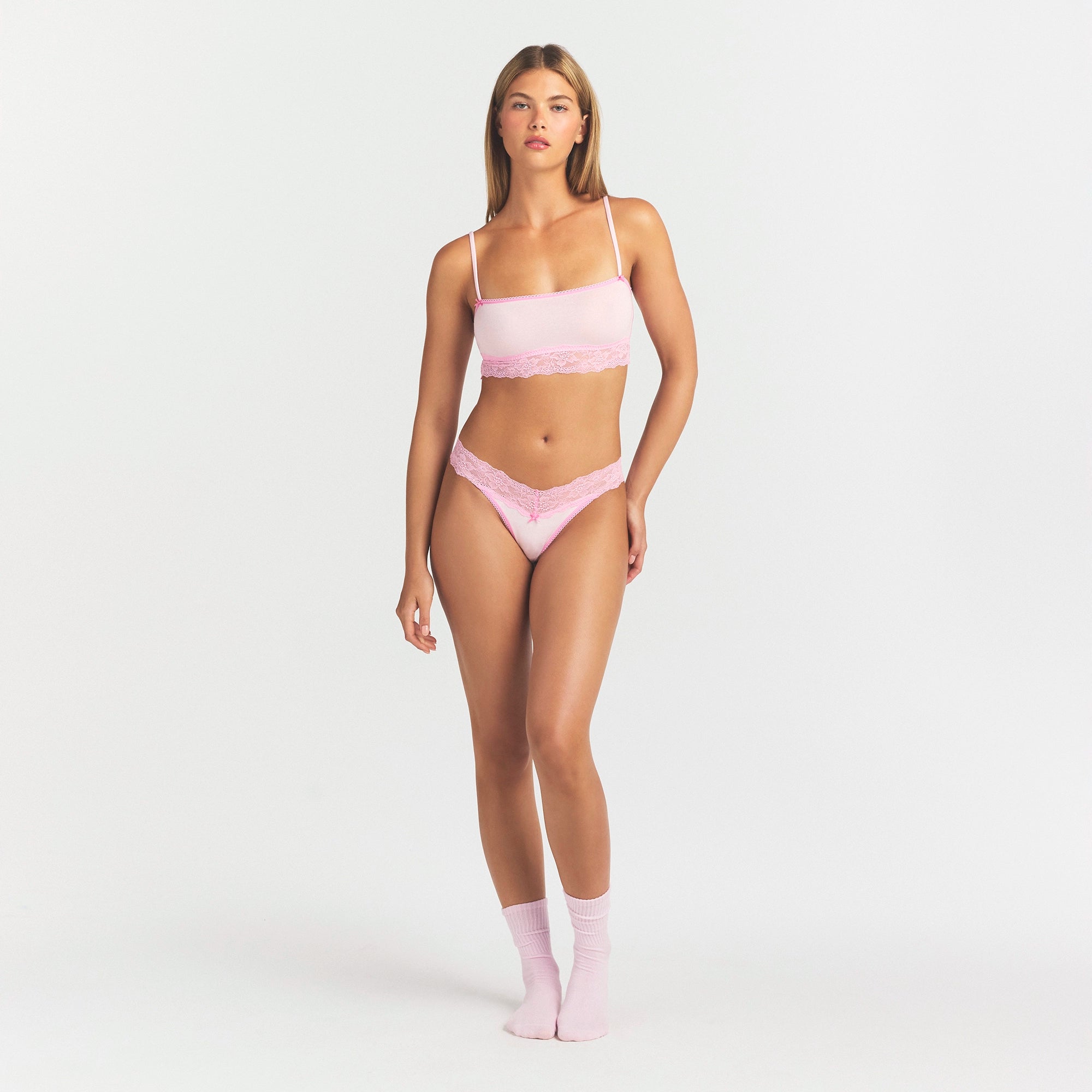 LIGHTWEIGHT COTTON STRAIGHT NECK BRALETTE | CHERRY BLOSSOM TONAL - Image 2