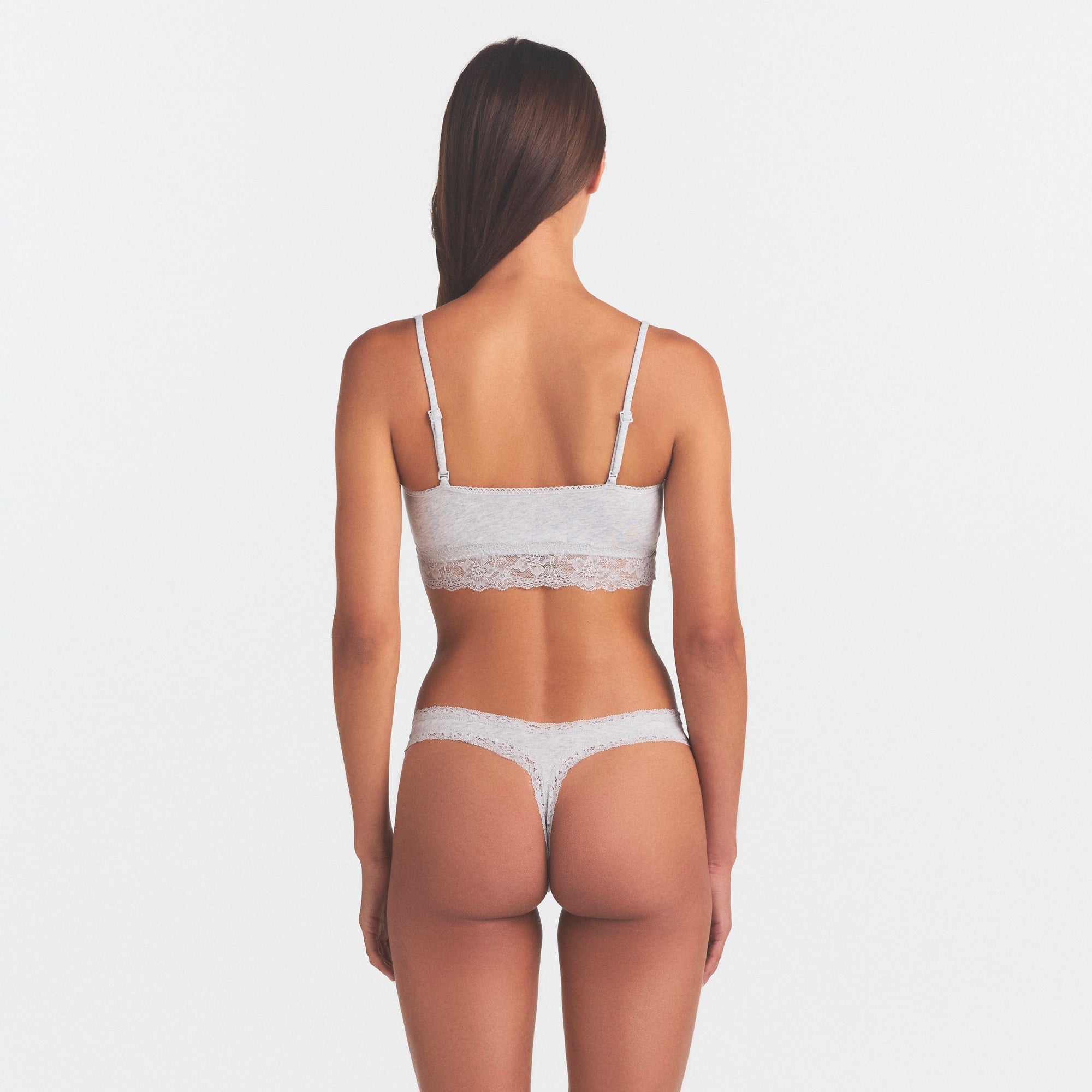 LIGHTWEIGHT COTTON STRAIGHT NECK BRALETTE | LIGHT HEATHER GREY - Image 4