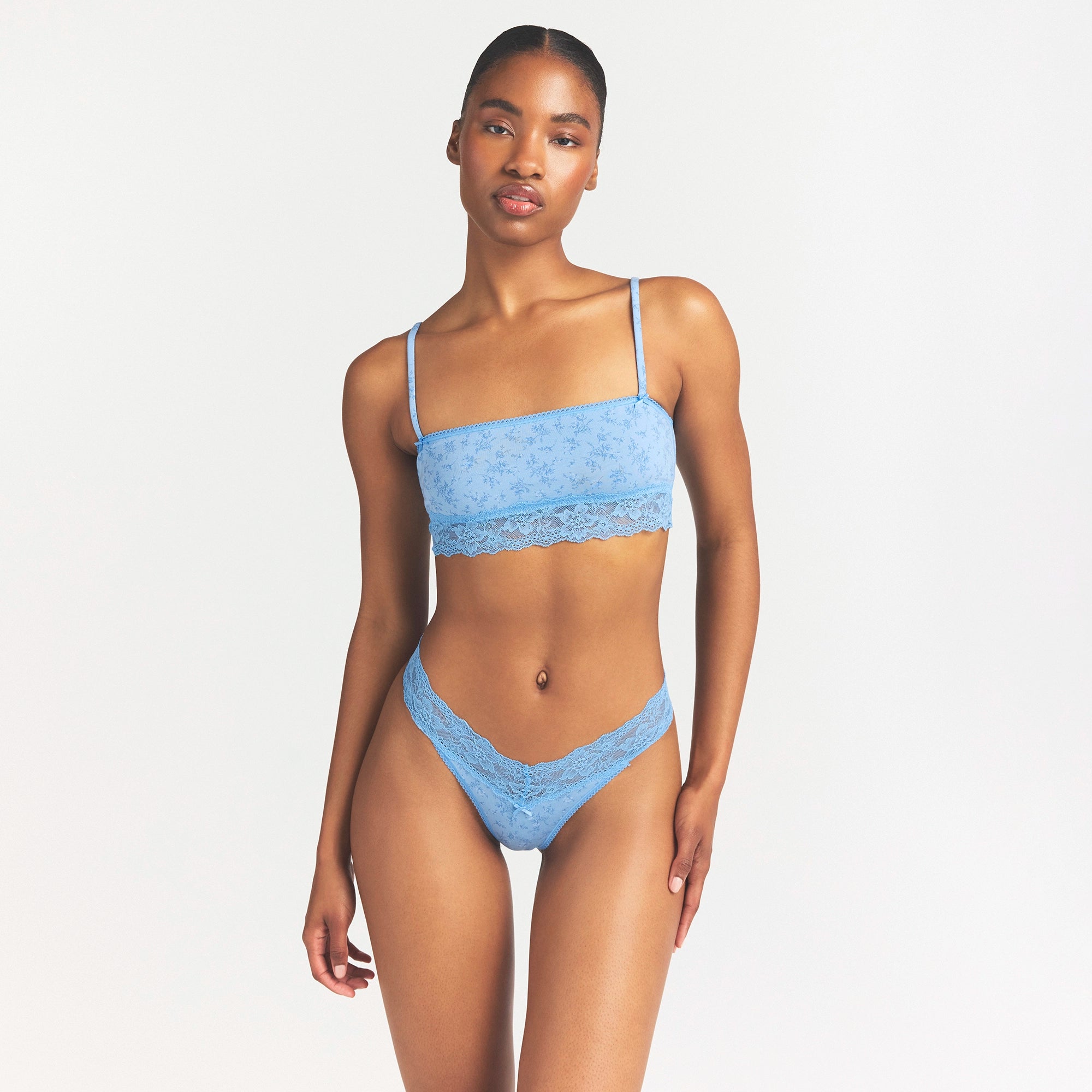 LIGHTWEIGHT COTTON STRAIGHT NECK BRALETTE | SURF DAINTY FLORAL PRINT - Image 3
