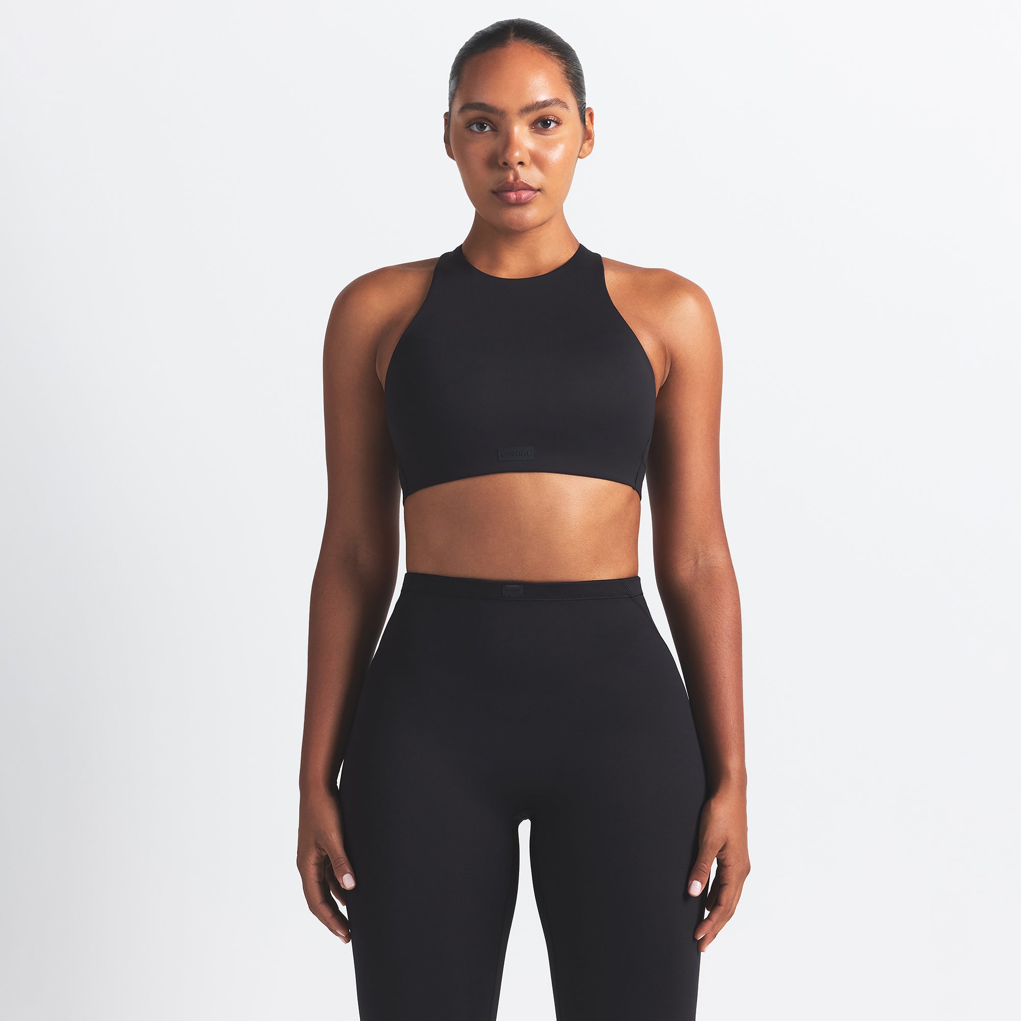 NikeSKIMS MATTE HIGH NECK BRA | OBSIDIAN - Image 4