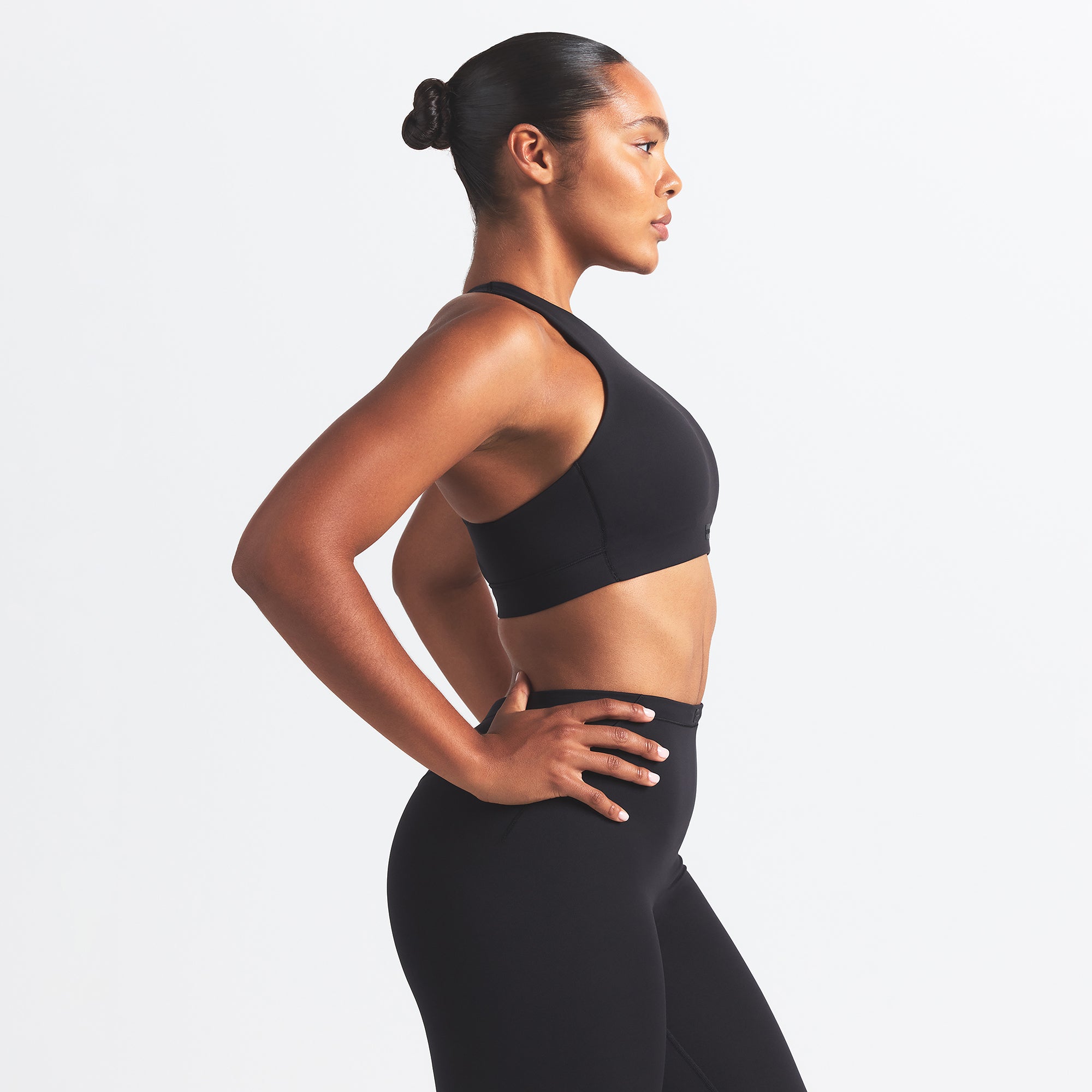 NikeSKIMS MATTE HIGH NECK BRA | OBSIDIAN - Image 5