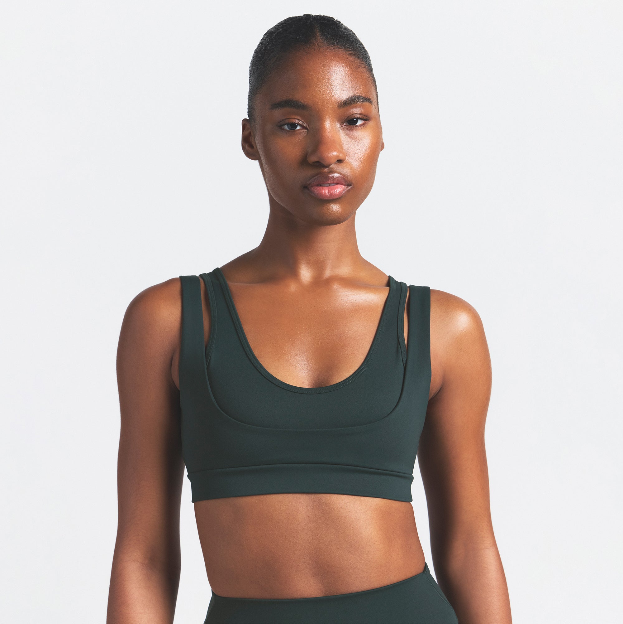NikeSKIMS MATTE DOUBLE STRAP SCOOP BRA | DARK TEAL - Image 4
