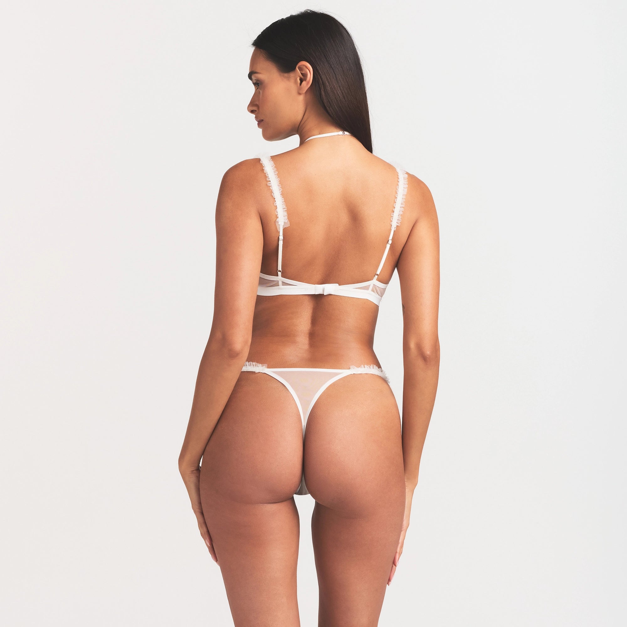 ULTRA FINE MESH RUFFLE BRA | IVORY - Image 4