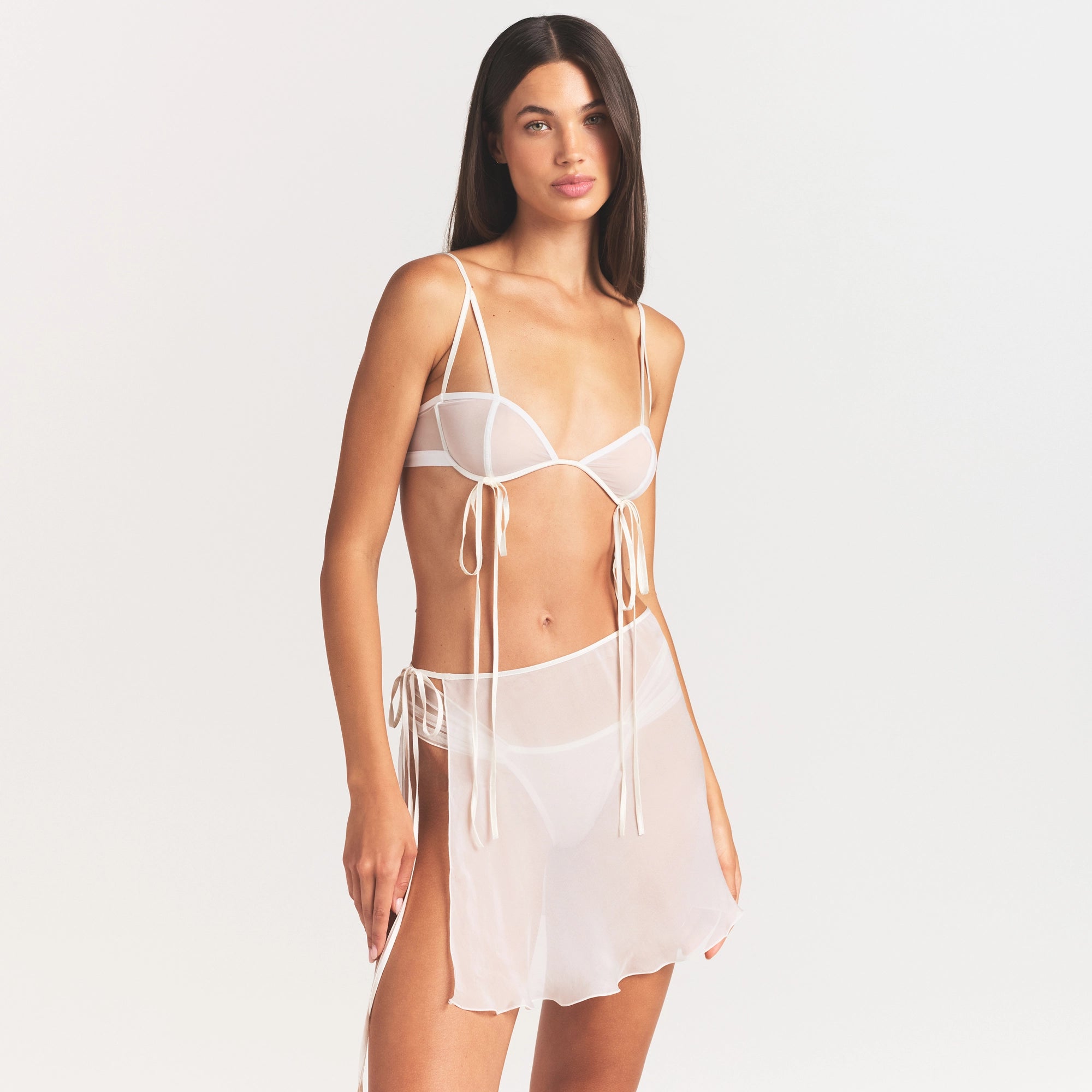 ULTRA FINE MESH BOW BRA | IVORY - Image 3