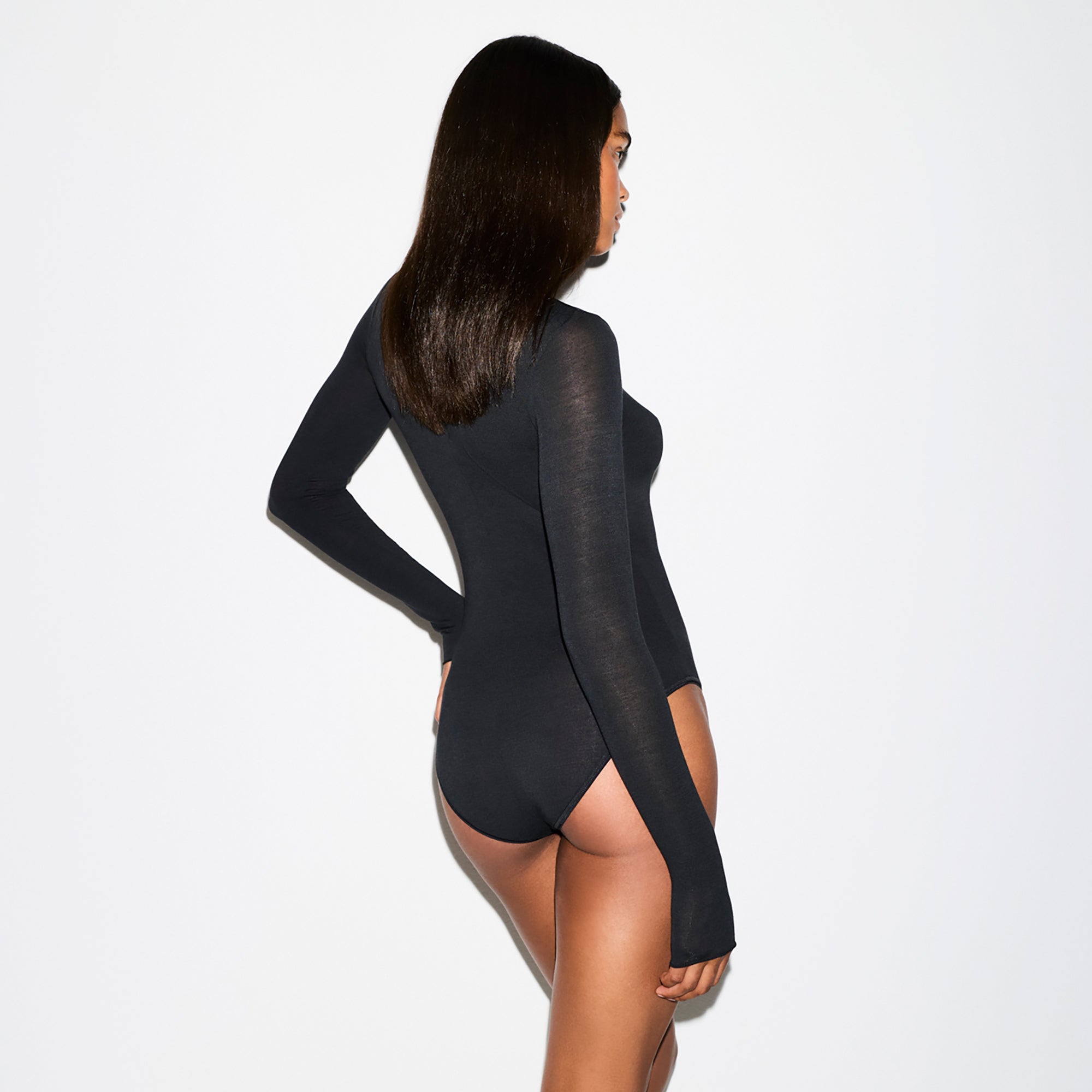SHEER MODAL LONG SLEEVE TURTLENECK BODYSUIT | ONYX - Image 6