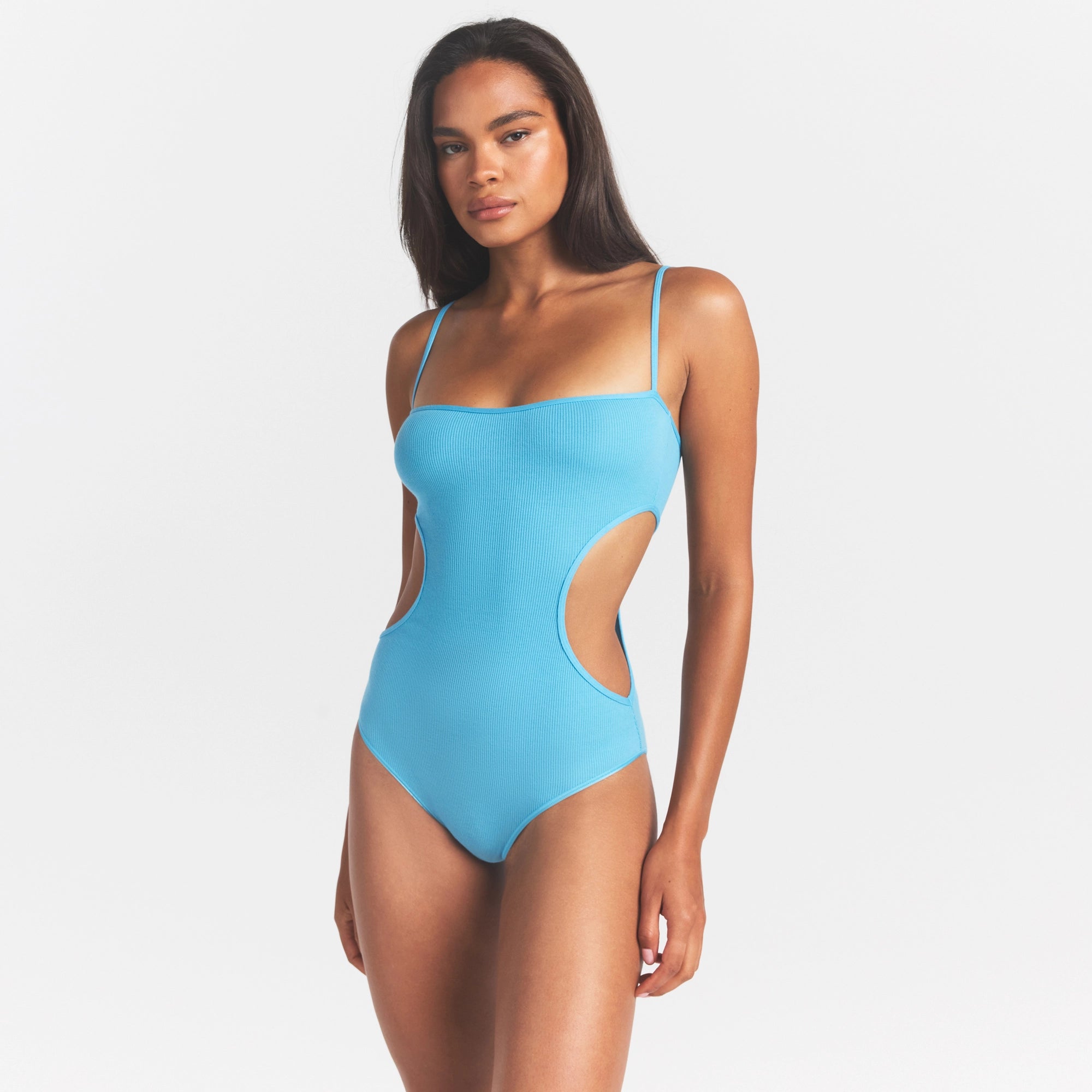 COTTON RIB CUT OUT BODYSUIT | WATER - Image 5