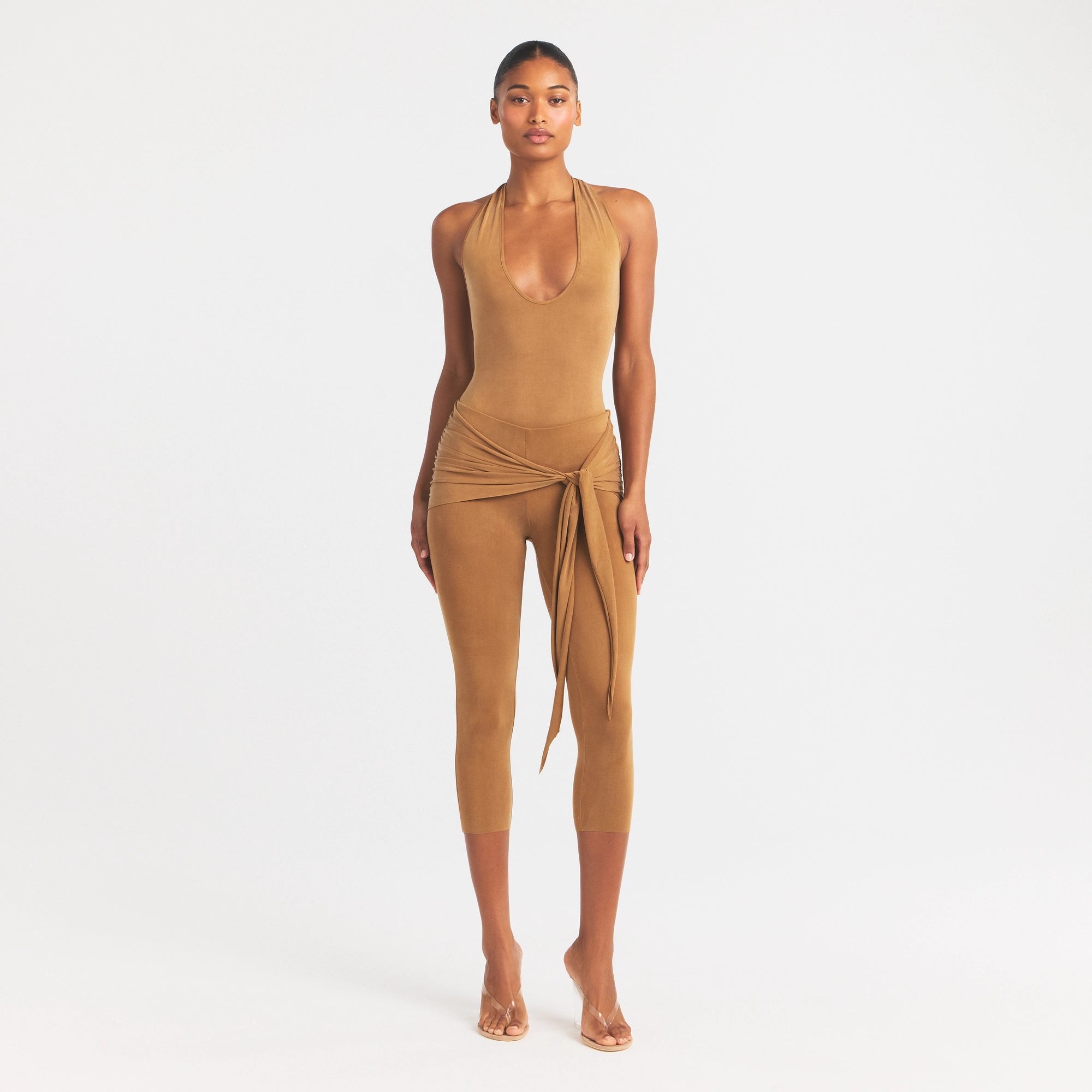 CUPRO JERSEY HALTER BODYSUIT | ALMOND - Image 2