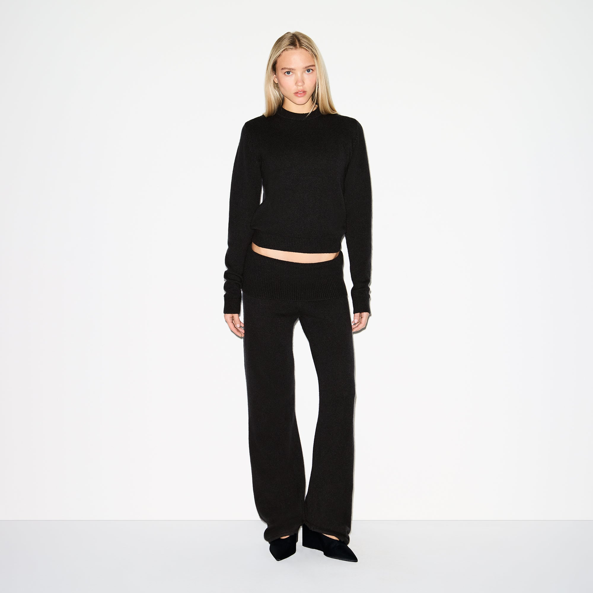WOOL CASHMERE FOLDOVER PANT | ONYX - Image 2